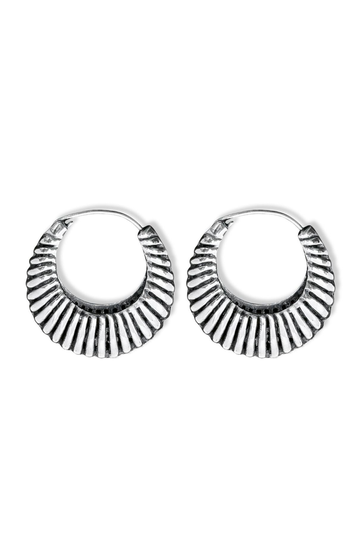 oya silver Geniş Spiral Kadın Gümüş Halka Küpe 3x3CM