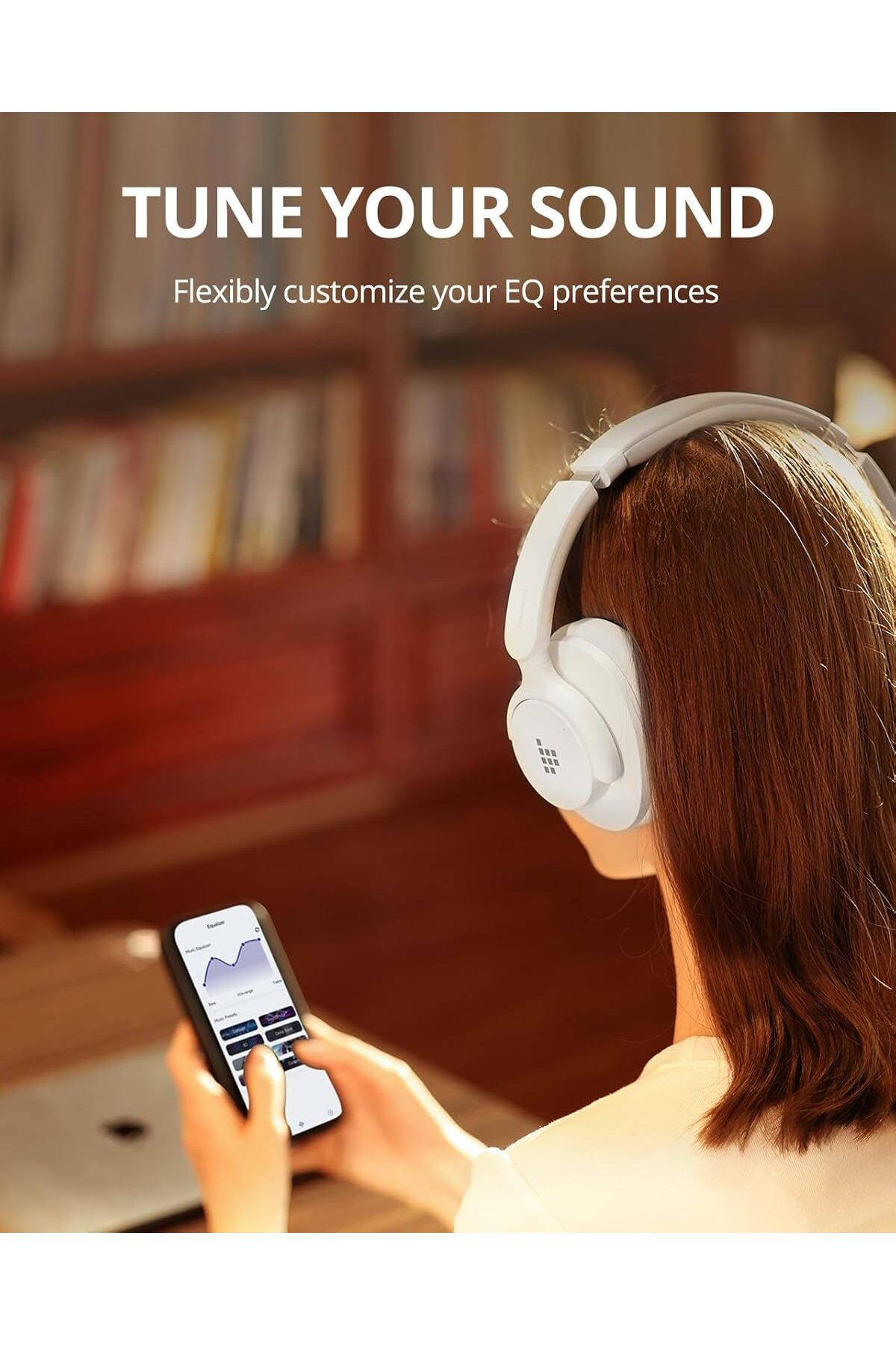Tronsmart-سماعة رأس Tronsmart Q20S هجينة لاسلكية ANC مع ميكروفون ووقت تشغيل 60 ساعة وباس عميق ومعادل مخصص عبر التطبيق باللون الأبيض 7