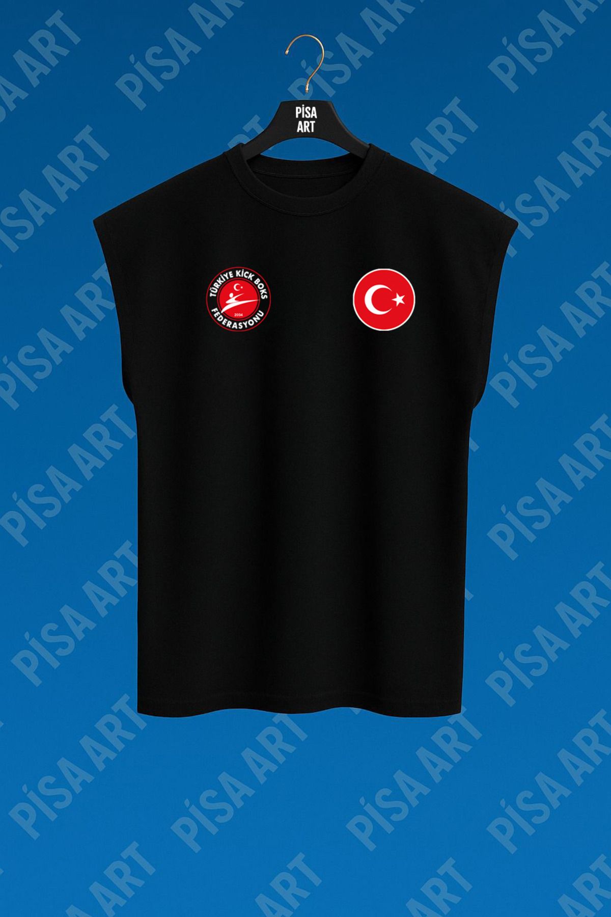 Pisa Art Kickboks Milli Takım Unisex Antreman ve Günlük %100 Pamuk Kolsuz T-Shirt(Kişiye Özel Baskı Yapılır)