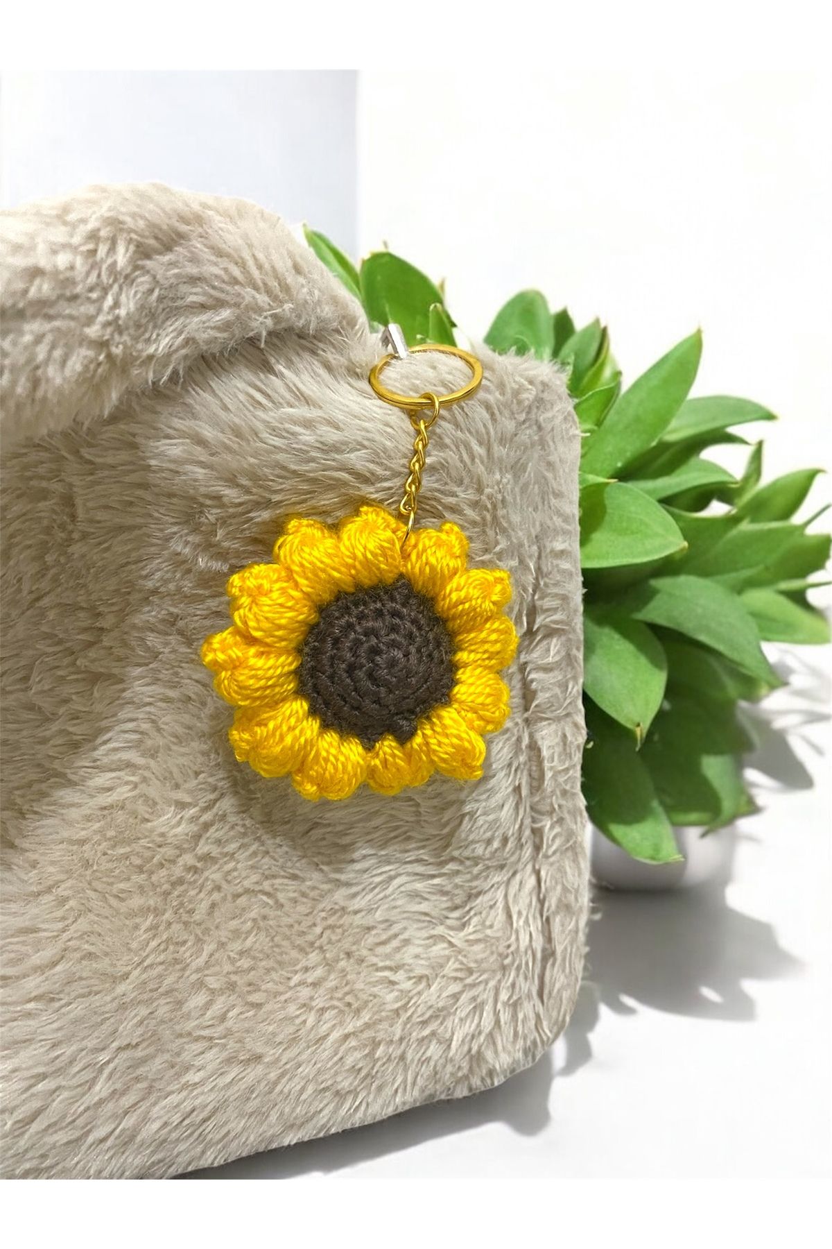 Rena Butik Ayçiçeği El Örgüsü anahtarlık