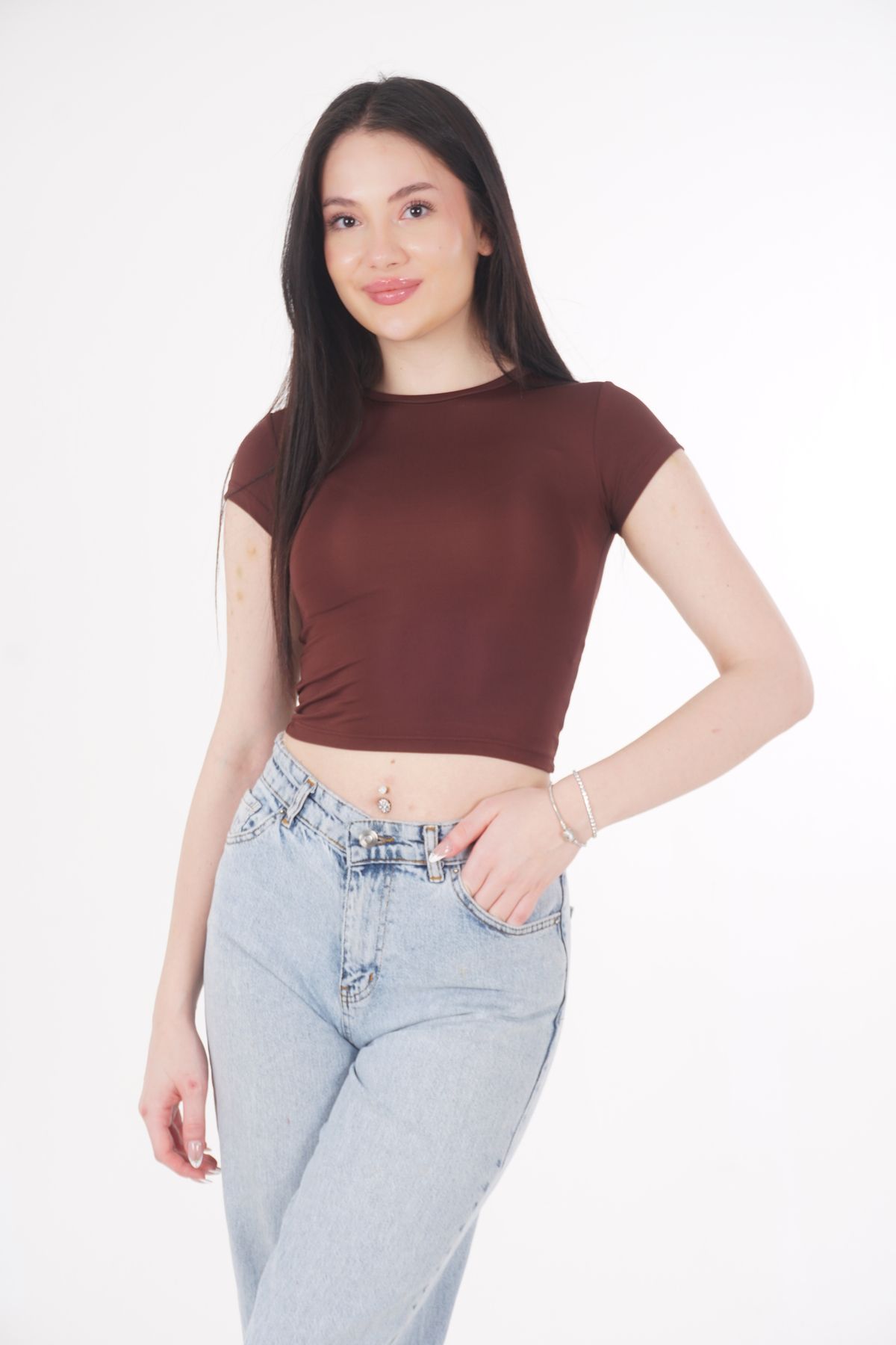 CHAURA Bisiklet Yaka Basic Kısa Kollu Bluz