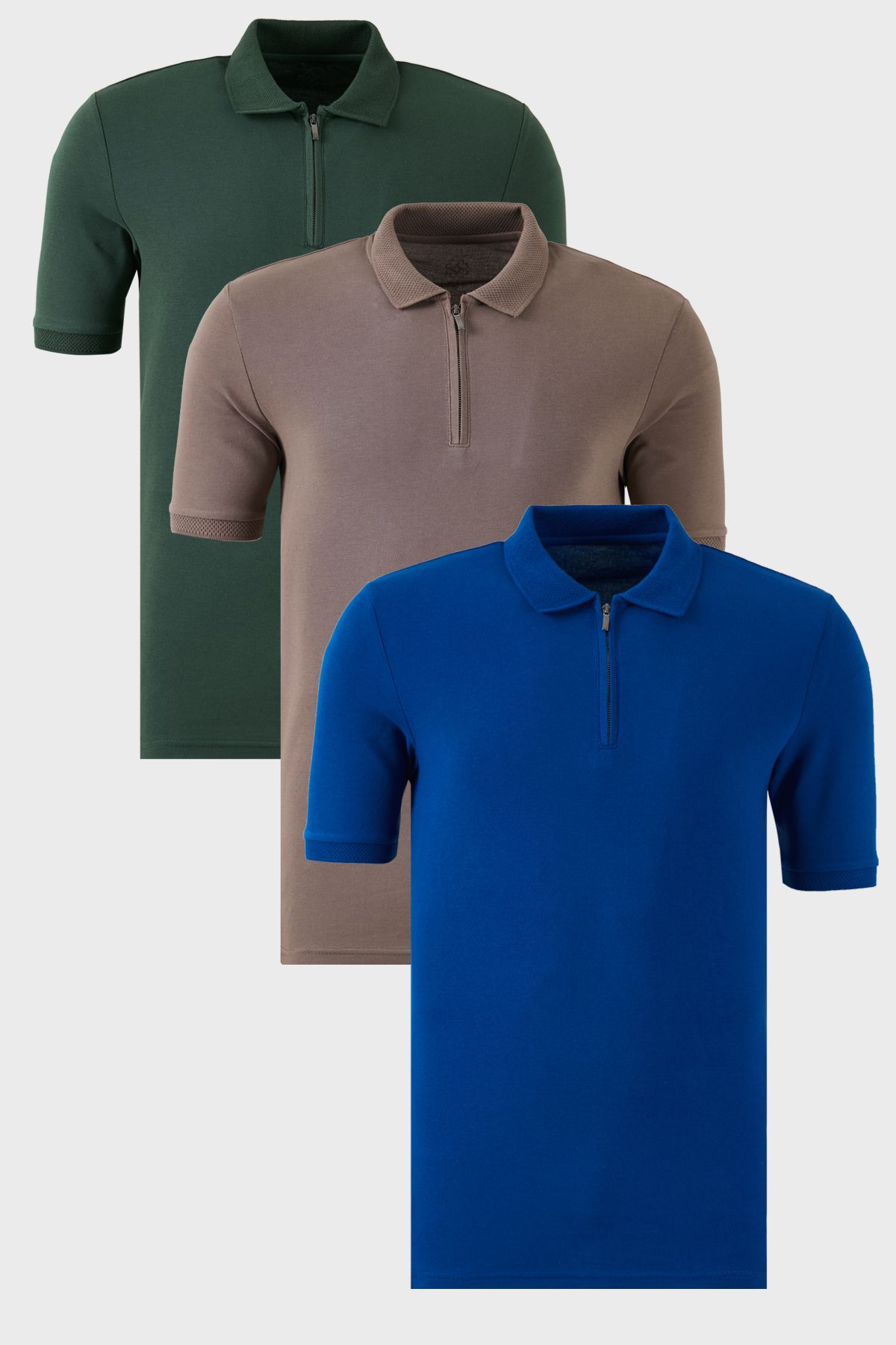 Buratti Pamuklu Regular Fit Yarım Fermuarlı 3'lü Paket Polo Yaka T Shirt Erkek POLO YAKA T SHİRT 590