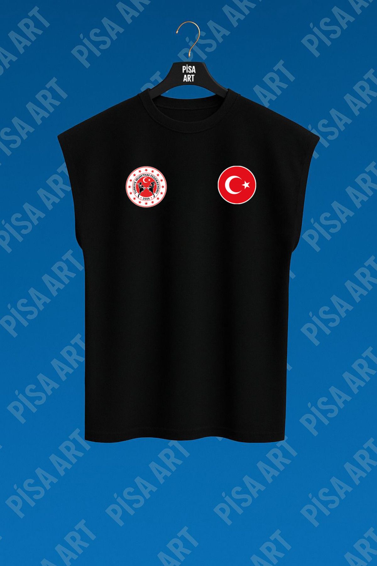 Pisa Art Muay Thai Milli Takım Unisex Antreman ve Günlük %100 Pamuk Kolsuz T-Shirt(Kişiye Özel Baskı Yapılır)