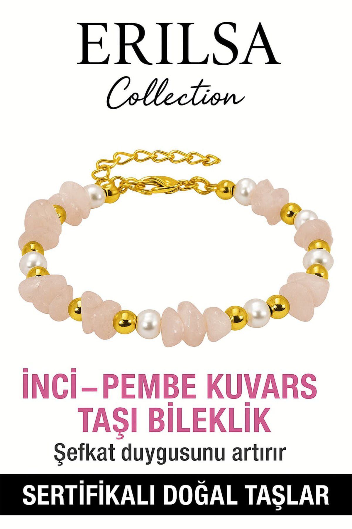 Erilsa Sertifikalı İnci ve Pembe Kuvars Taşı Bileklik – Sevgi ve Şefkat Enerjisi