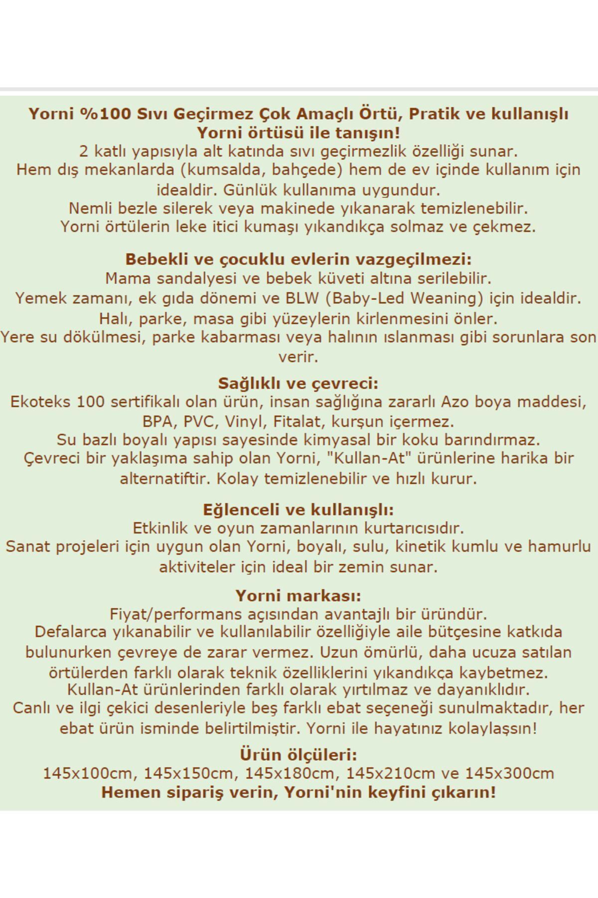 yorni Zoo, 145x300 Cm Bebek Odası, Halı Üstüne Sermek Için Sıvı Geçirmez Oyun Örtüsü, Ekstra Geniş fotoğrafı 2 (önizleme)