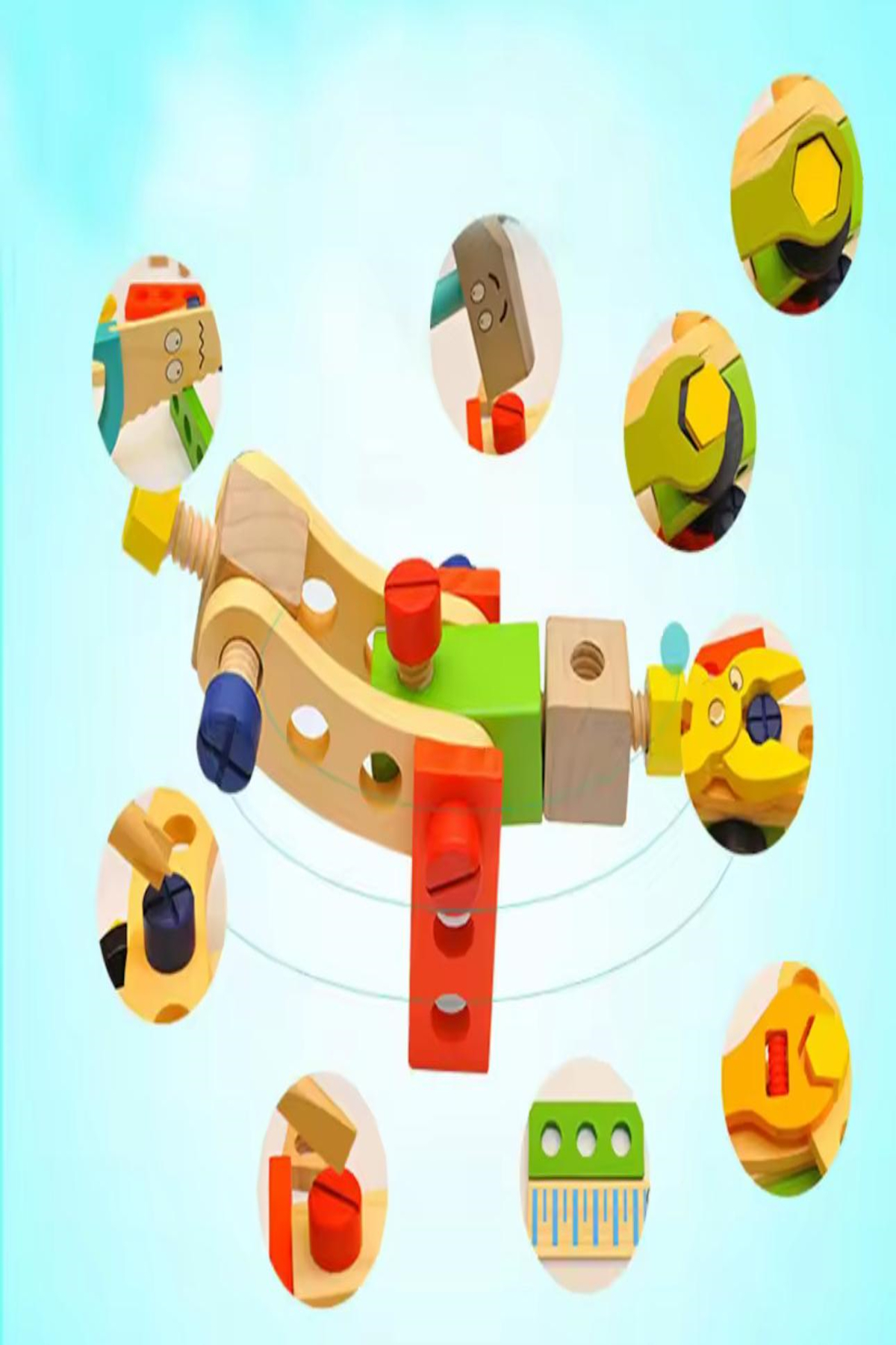 Bundeba Ahşap Sök Tak Vidalı Araba Farklı Araç Modelleri Yapma Seti Eğitici Oyuncak Montessori Yapı Blokları fotoğrafı 3 (önizleme)