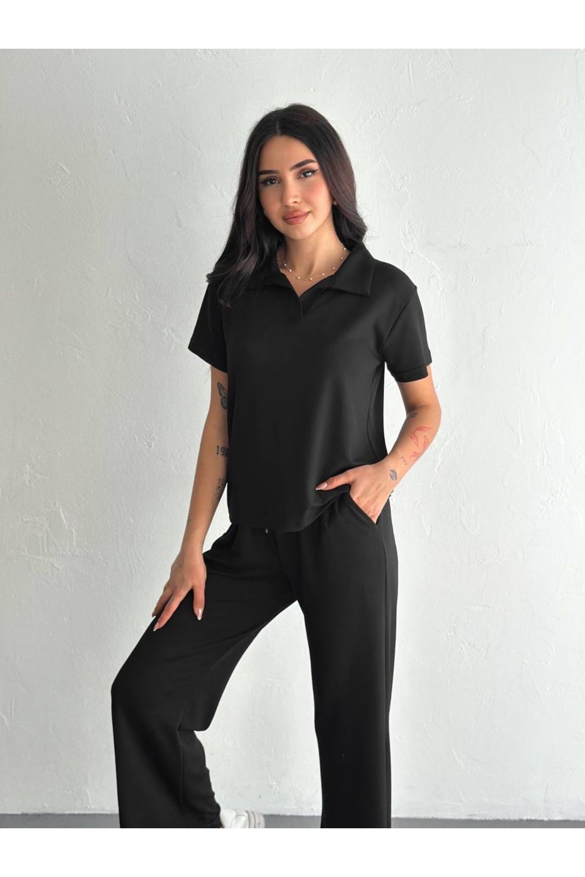 HR Collection Modal Polo Yaka Kadın Alt Üst Takım