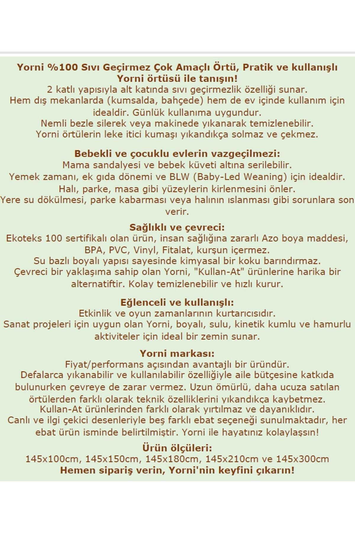 yorni 145x210cm Zoo Emzirme, Beslenme, Ek Gıdaya Geçişte, Sıvı Geçirmeyen, Yıkanabilir, Ekstra Geniş Örtü fotoğrafı 5 (önizleme)