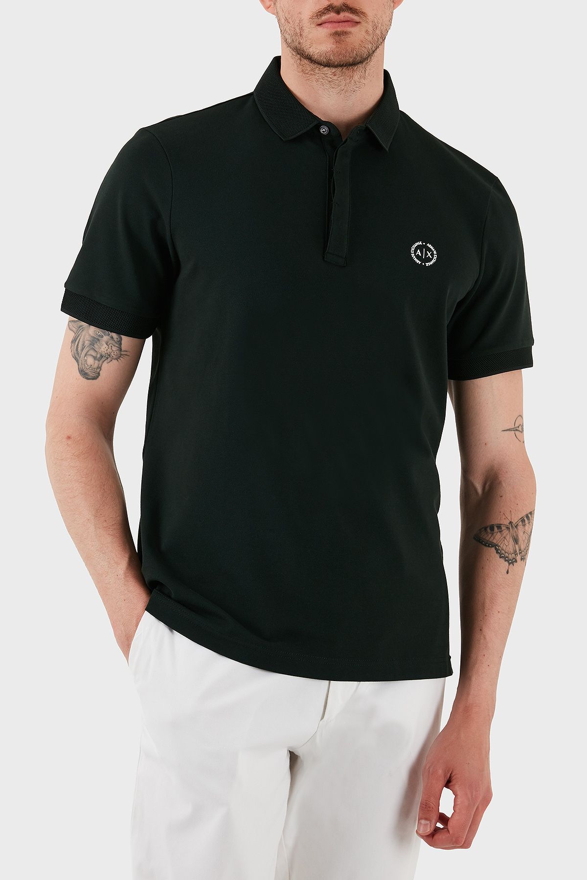 Armani Exchange Pamuklu Slim Fit Düğmeli Polo Yaka T Shirt Erkek POLO YAKA T SHİRT 8NZF91 ZJ81Z UB00