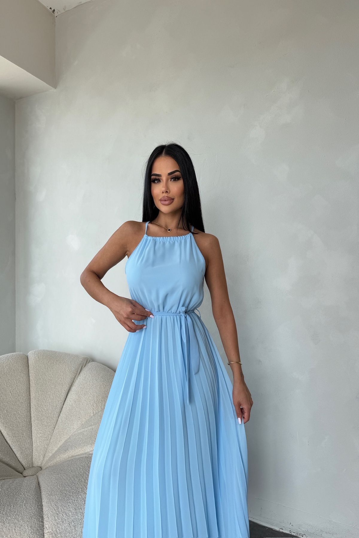 kamacibutik Askı Detaylı Piliseli Elbise