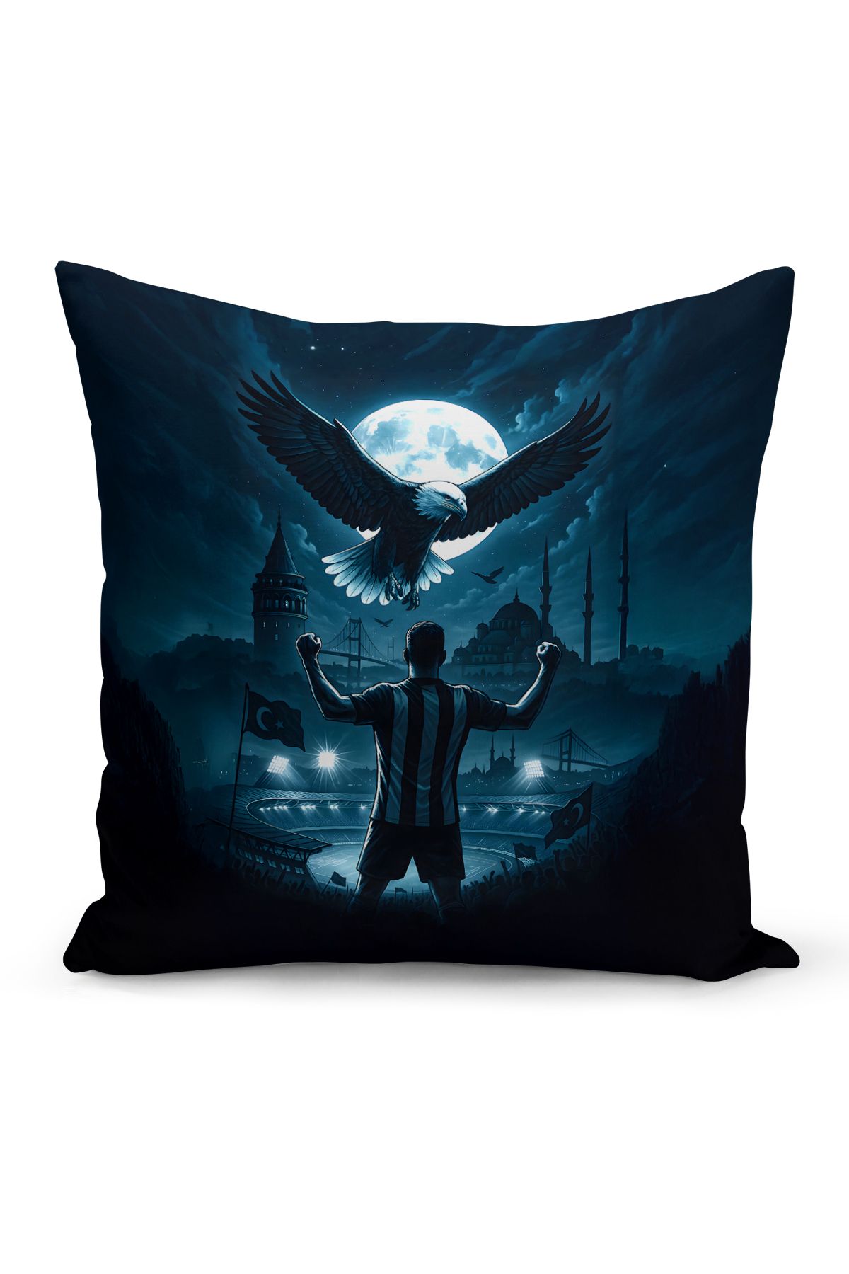 Bertille Home Çocuk Bebek Siyah Beyaz Taraftar Futbol Serisi Kırlent Kılıfı (Cushion Cover)