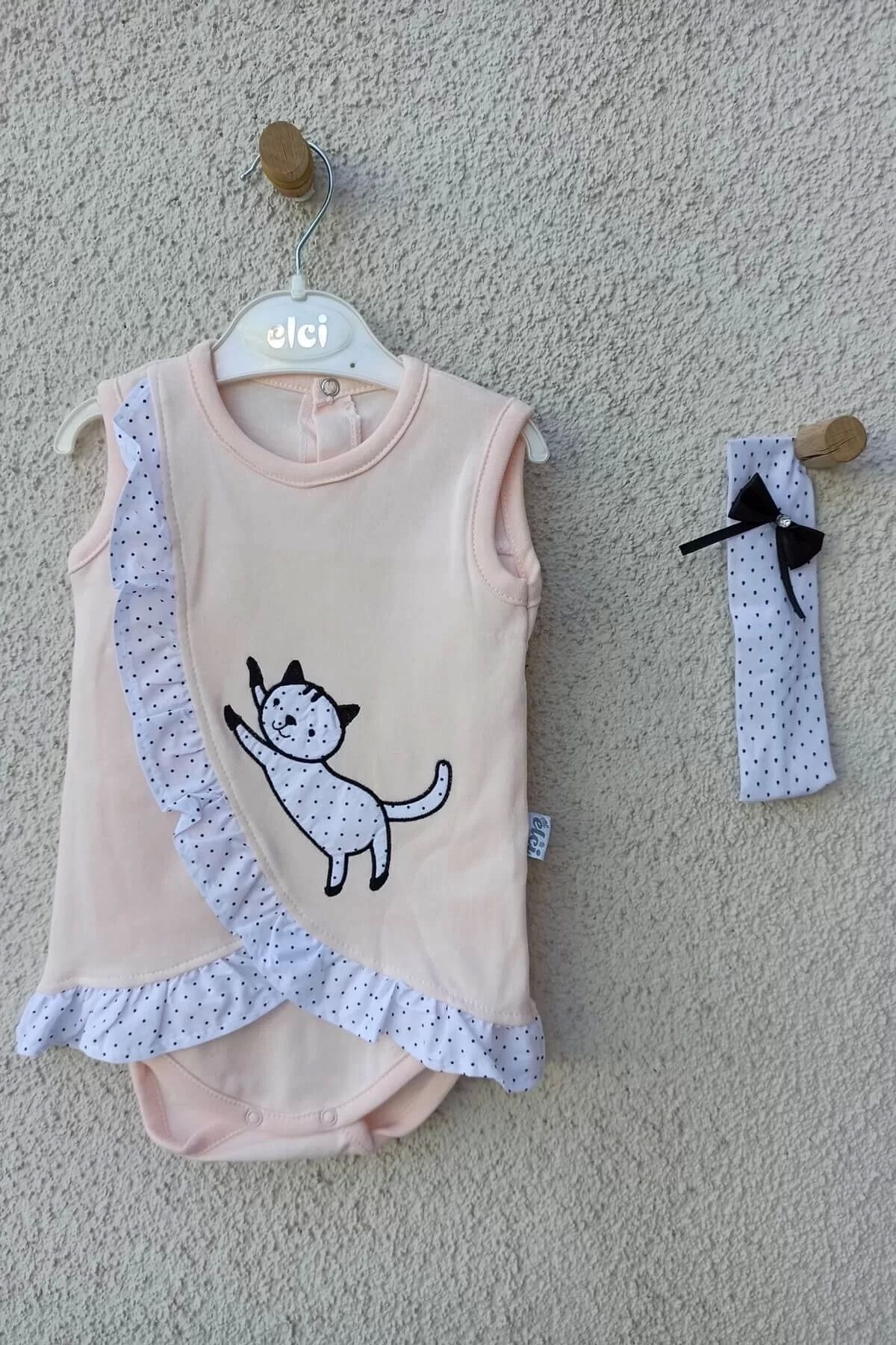 Moda Şahsenem Kedili Fırfırlı Bandanalı Badi