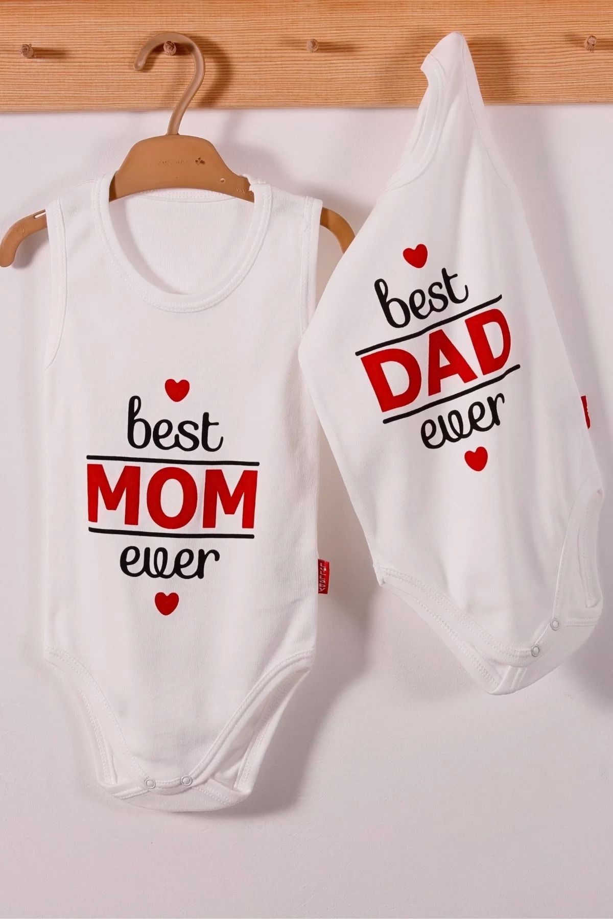 Moda Şahsenem Best Mom Ve Dad Desenli Askılı Unisex Body