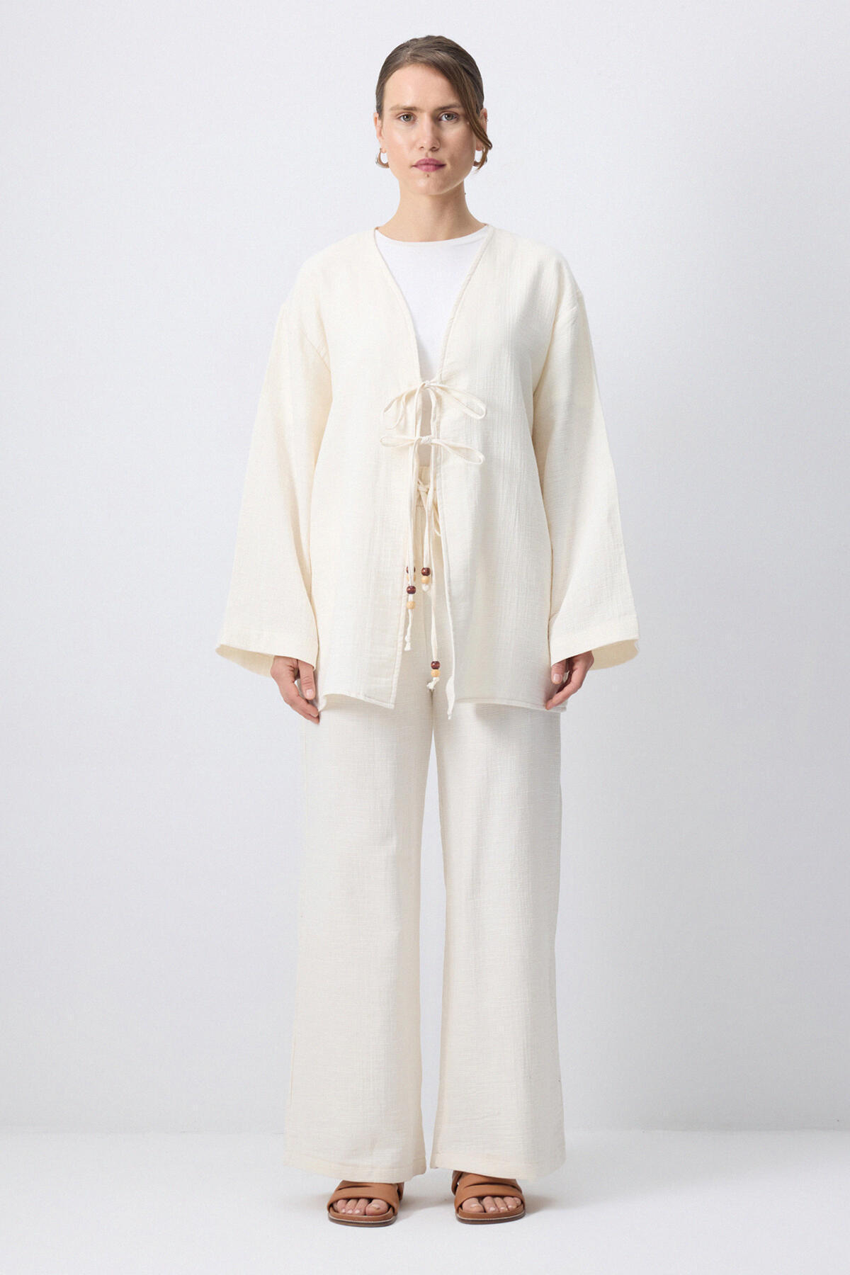 Touché Privé-Front Tie Kimono Pants Suit 1