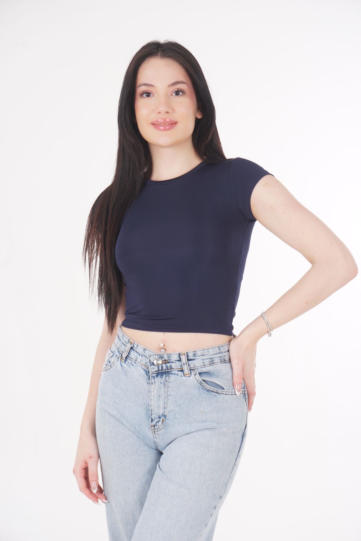 CHAURA Bisiklet Yaka Basic Kısa Kollu Bluz