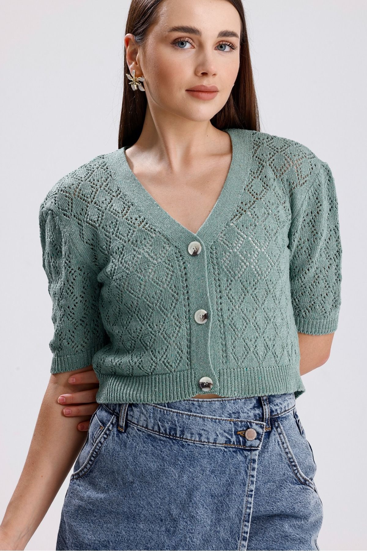 MODA MHE MODA MH AJURLU DÜĞMELİ HIRKA