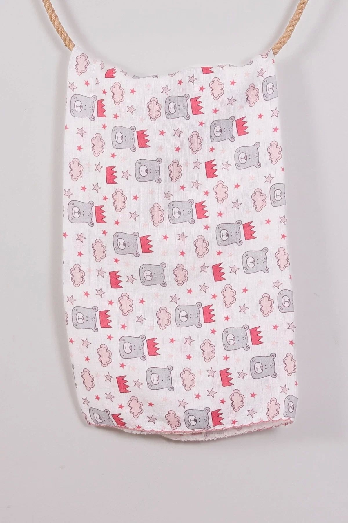 Moda Şahsenem Kırmızı Bear Desenli 80*80 Müslin Bebek Battaniyesi