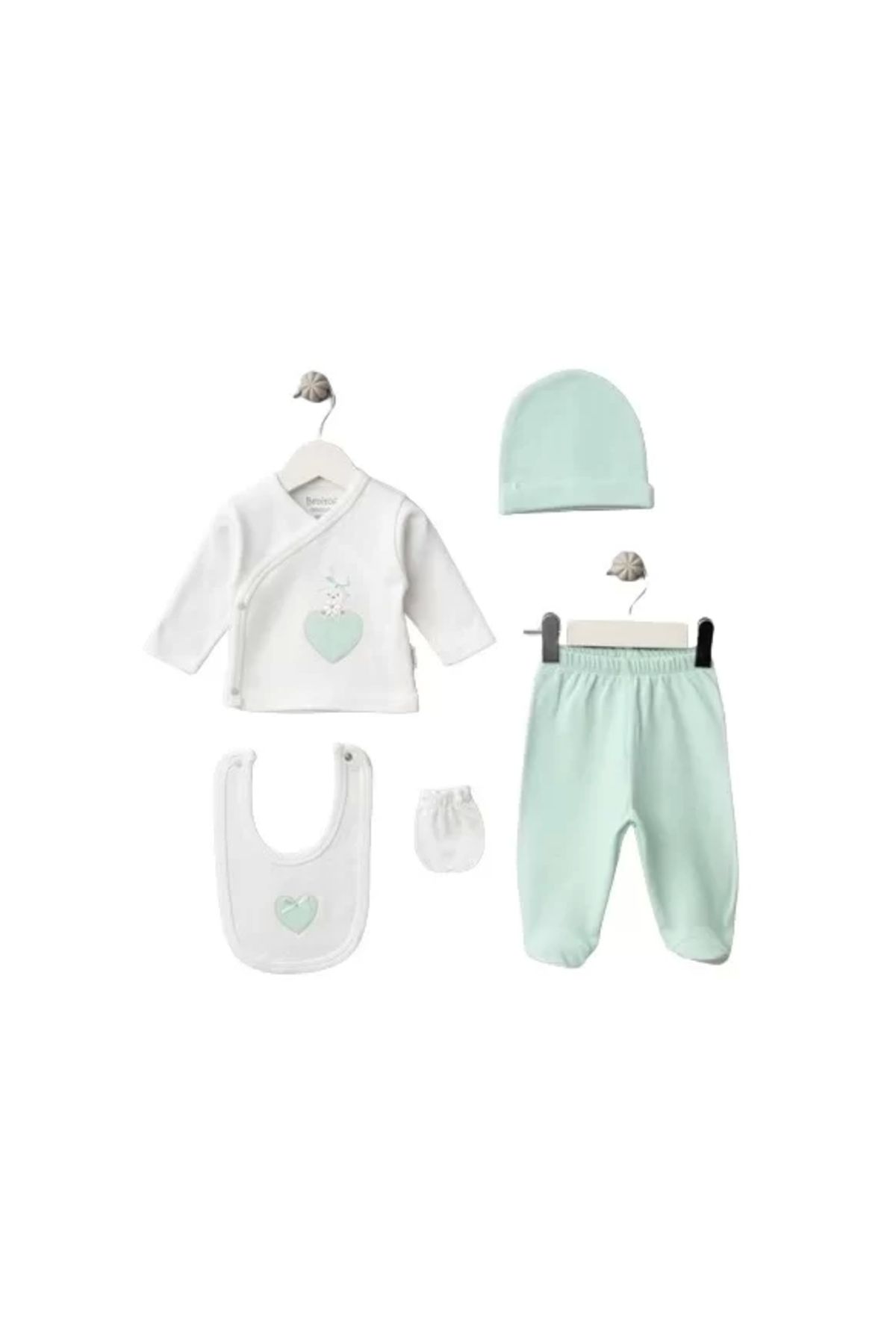 Moda Şahsenem Kalpli Tavşan 5'li Zıbın Set Mint