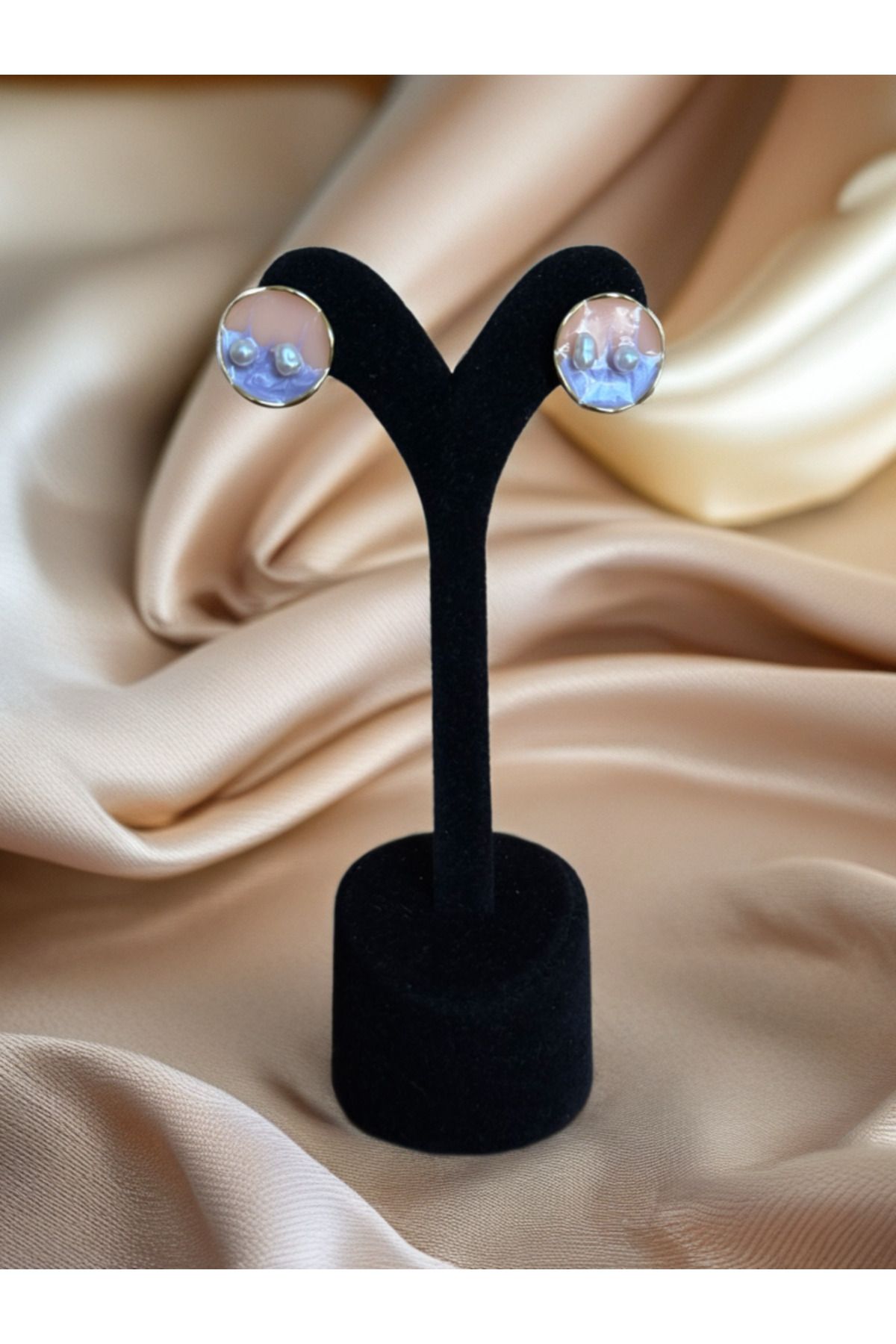 Calmea Jewellery RETRO ÇELİK KADIN KÜPE TAŞLI