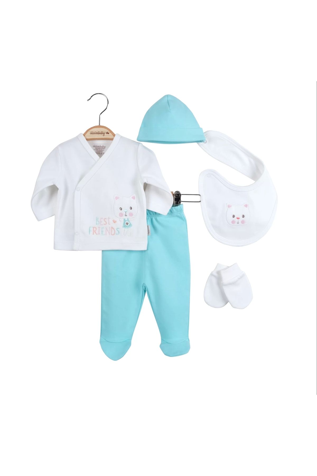 Moda Şahsenem Best Friedens 5'li Zıbın Set Mint Yeşili