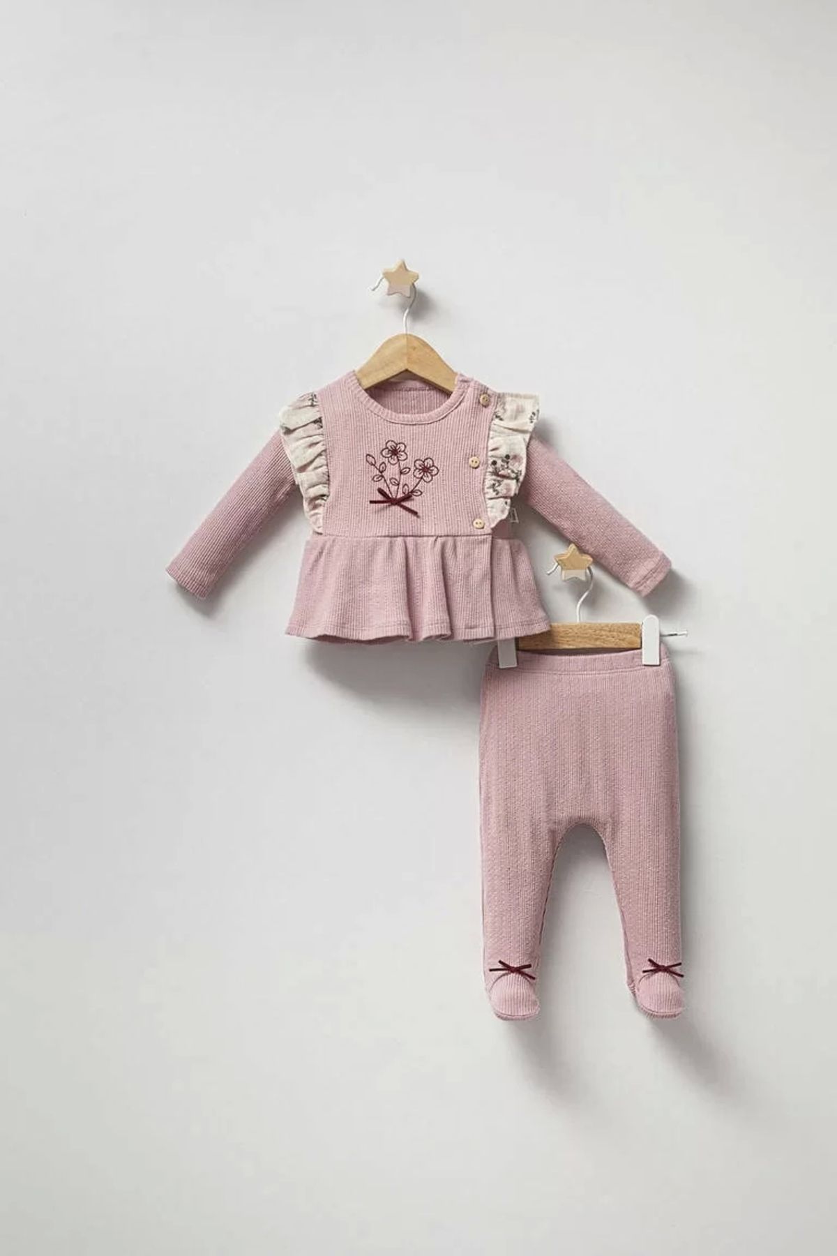 Moda Şahsenem Baby Vintage Rose Zıbın Takım Gül Kurusu