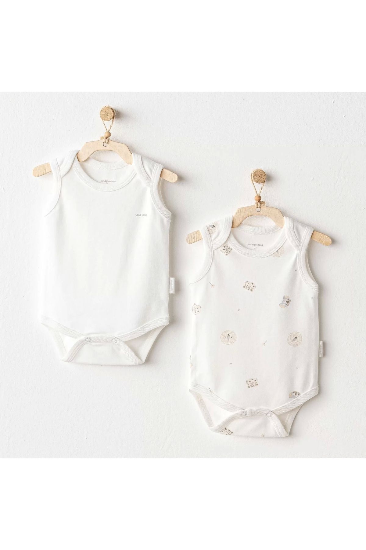 Moda Şahsenem Andywawa Ac25844 Happy Animals 2'li Bebek Body Ekru