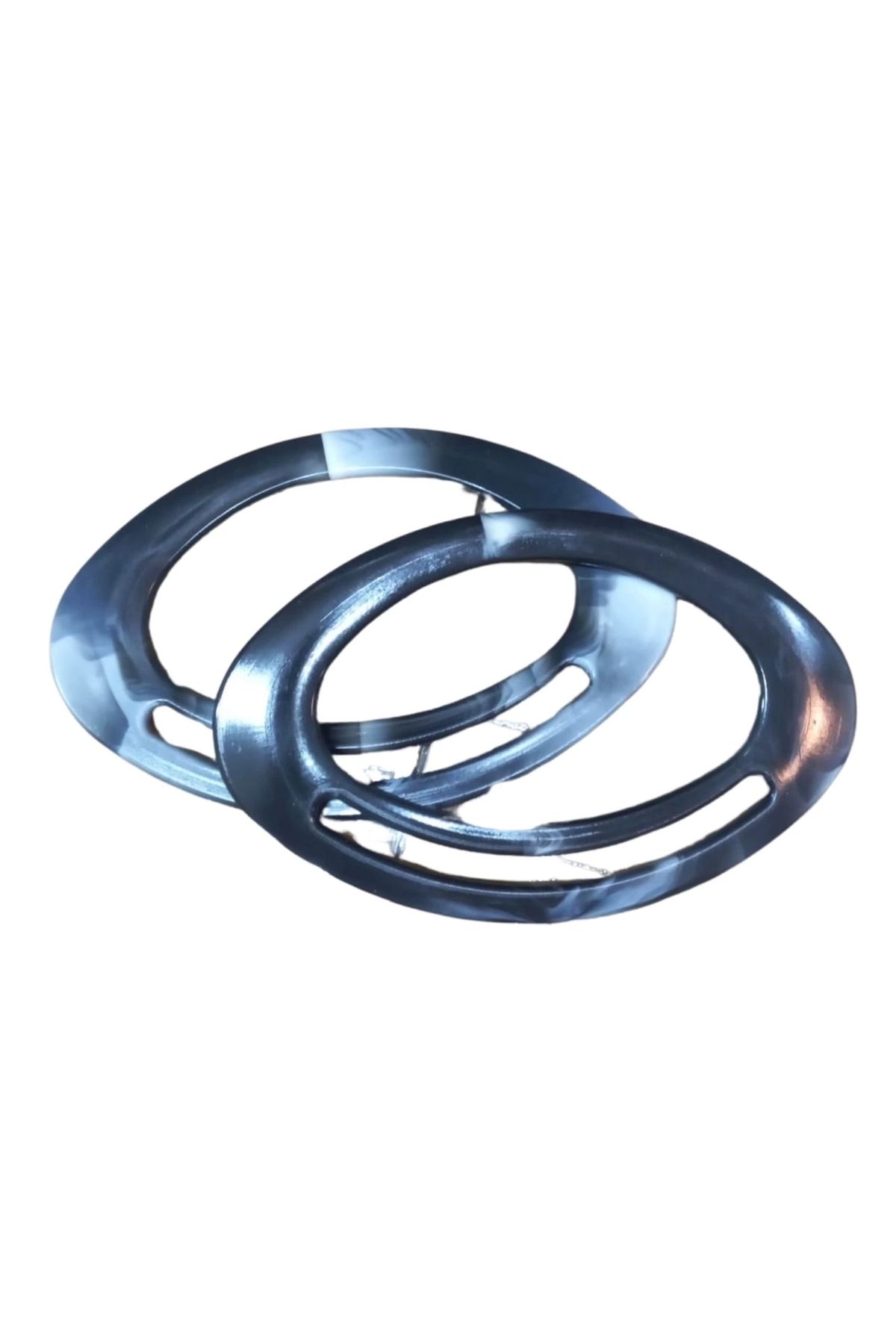 P Parla Çanta Sapı Oval Siyah-Beyaz 18 cm
