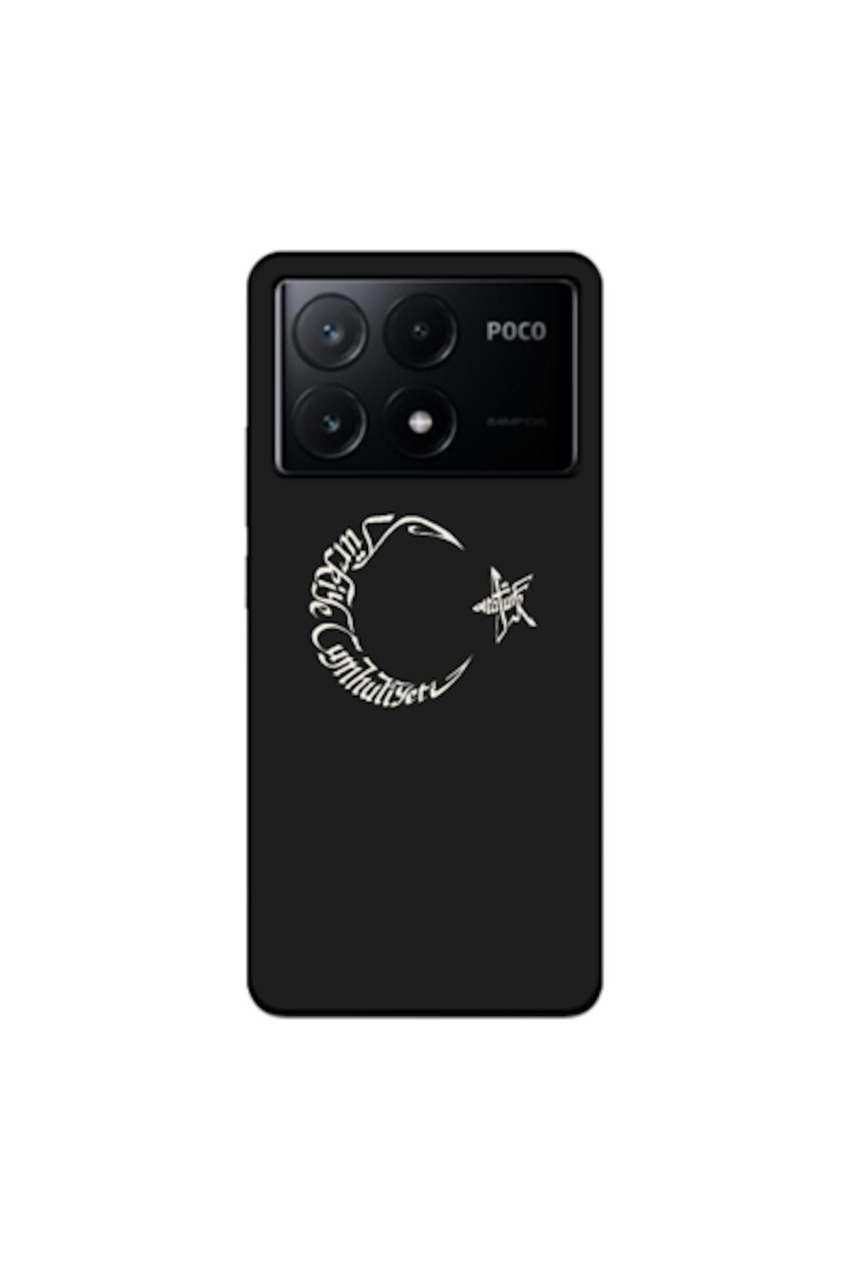 Zebana Xiaomi Poco X6 Pro 5G Uyumlu Kılıf Ay Yıldız ve Atatürk Silikon Kılıf (Baskılı)