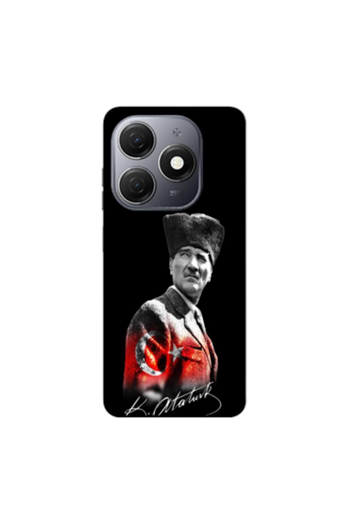 Zebana TECNO Spark 20C Uyumlu Kılıf Mustafa Kemal Atatürk Tasarımı V2 Silikon Kılıf (Baskılı)