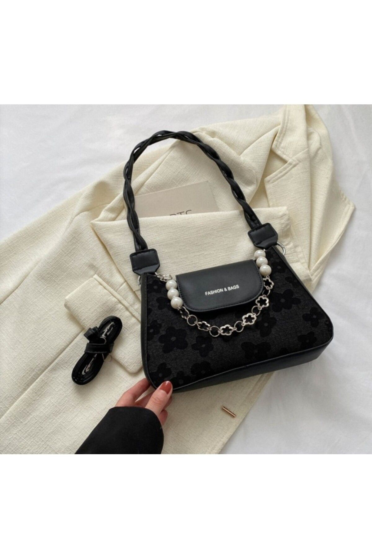 ECARLA-Geanta de umar eleganta pentru dame, colectia Black Fashion Bags, T246 3