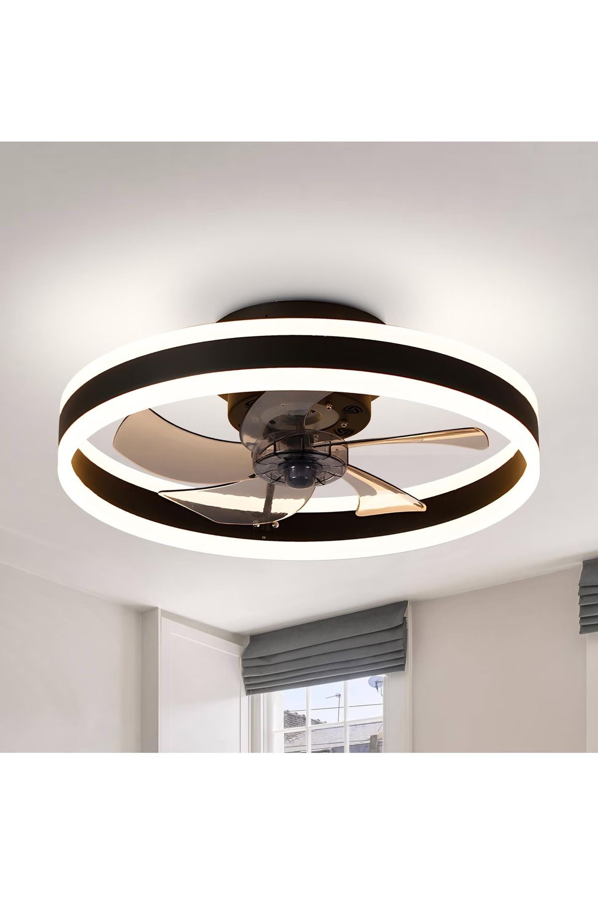 FlashHawk-Ceiling Fan with Light, with Remote Control, 6 Speeds Adjustable, Flush Mount Ceiling Fan 50*16.5CM 1