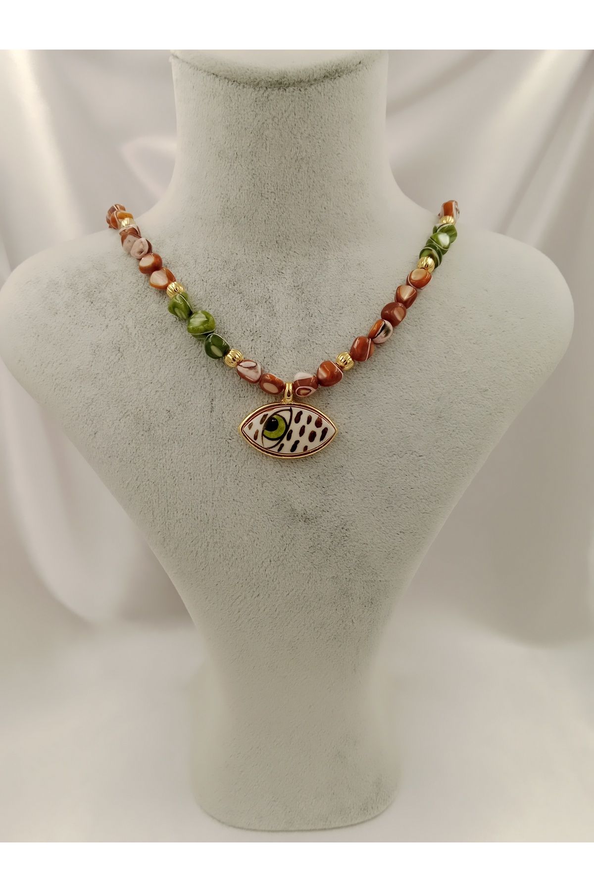 Joyful Accessories By Neşe San Toprak Tonlarında Amorf Evil Eye Seramik Göz Tasarım Kolye