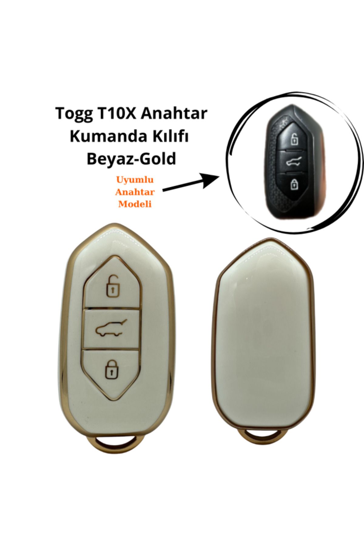 maxisepet Togg T10X Anahtar Kumanda Kılıfı Beyaz Gold