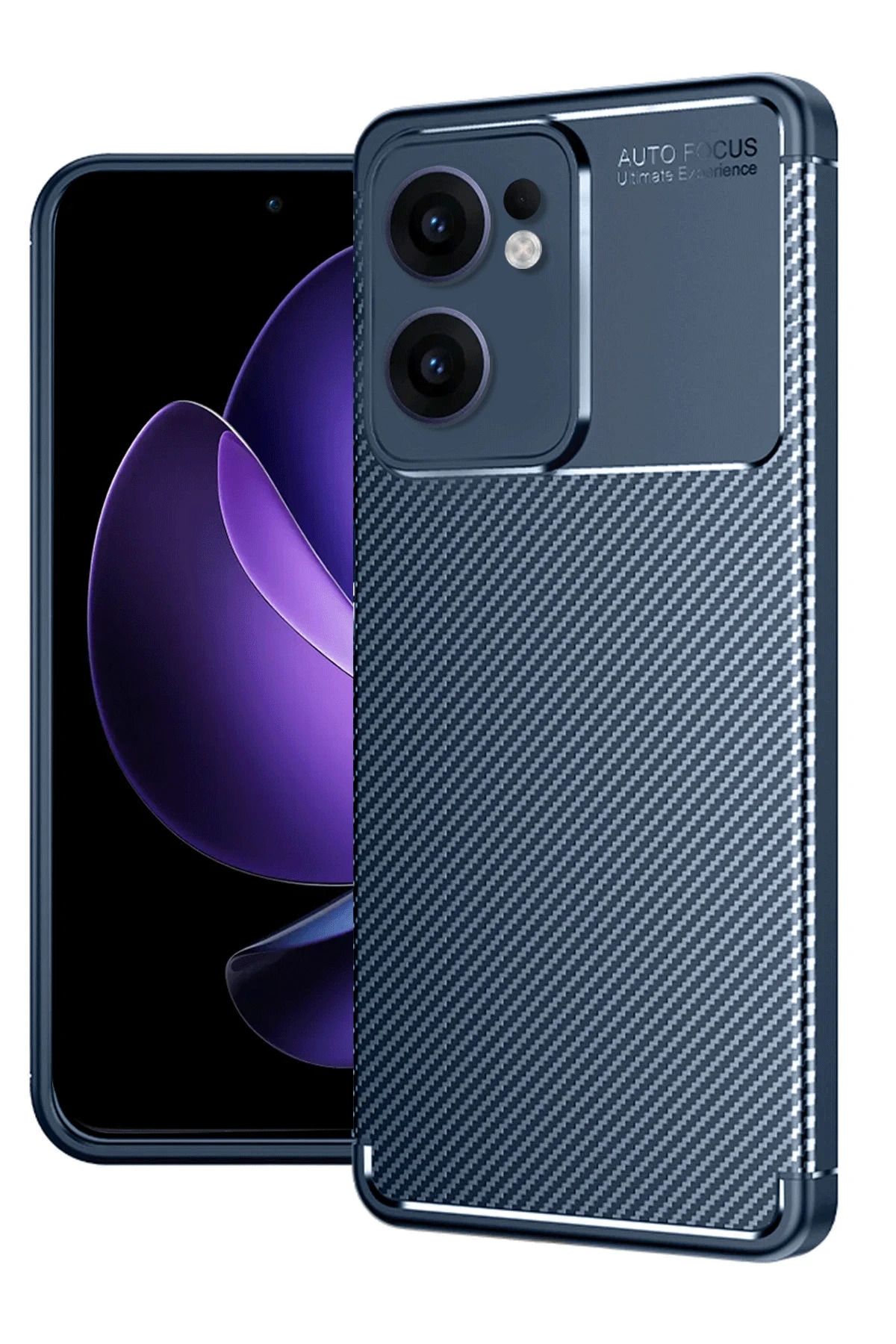 NewFace Reno 13F Kılıf Auto Focus Karbon Kapak - Lacivert MRAYD