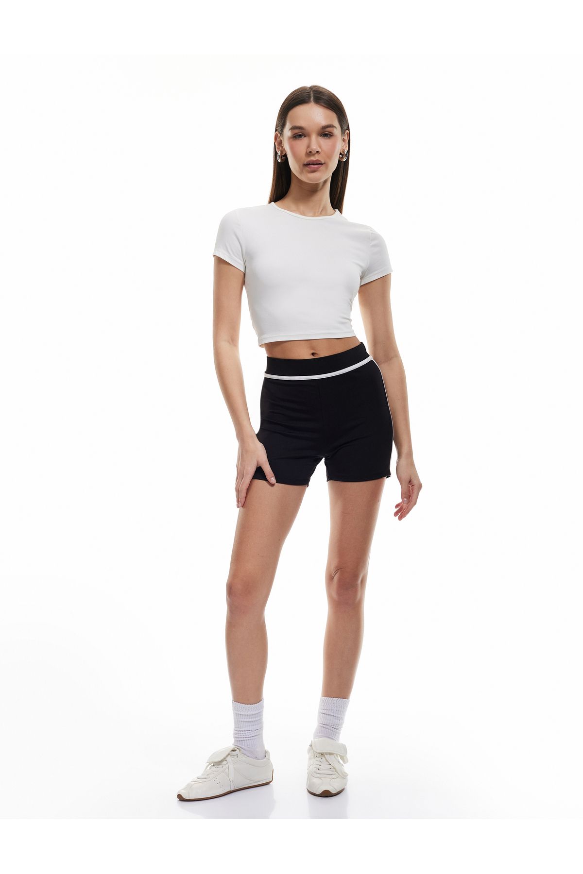 Koton Yeni Sezon Yüksek Bel Slim Fit Şerit Detaylı Biker Tayt