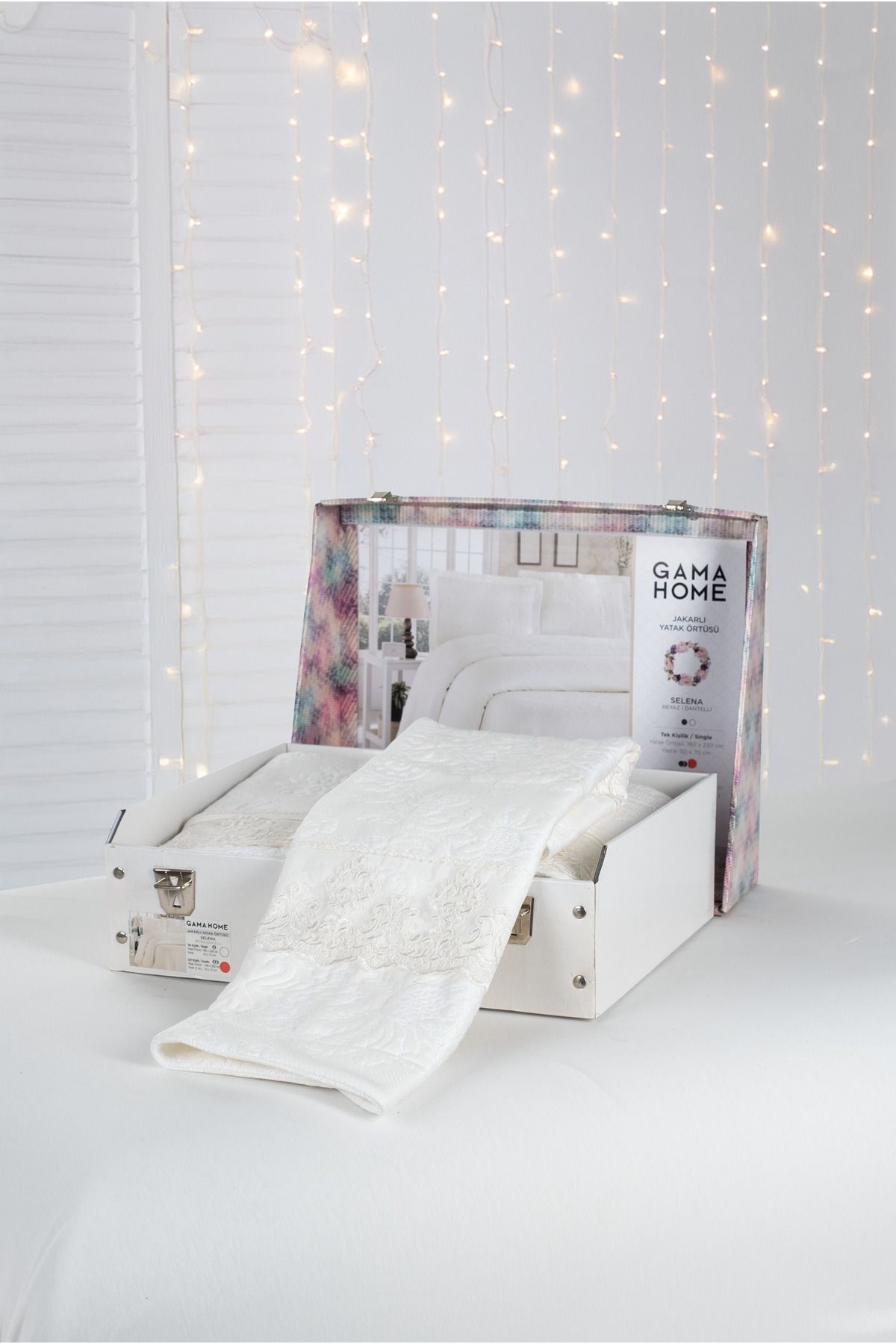 GAMA HOME-Jacquard Lace and Fringe Double Bedspread / with Special Design Bag / Different Patterns 2