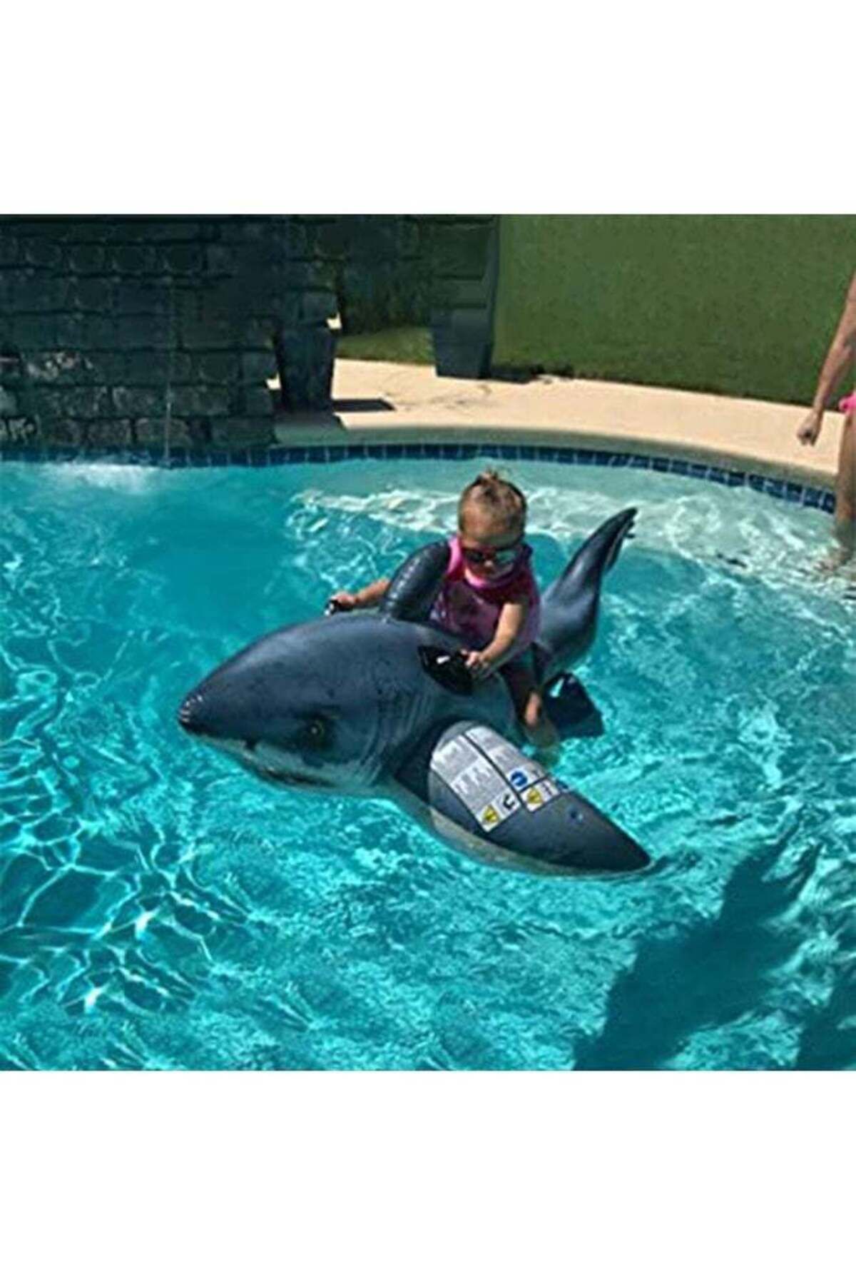 fulina-Shark Inflatable Float, Simulated Shark, Suitable for Children to Play in the Swimming Pool, Gray 6