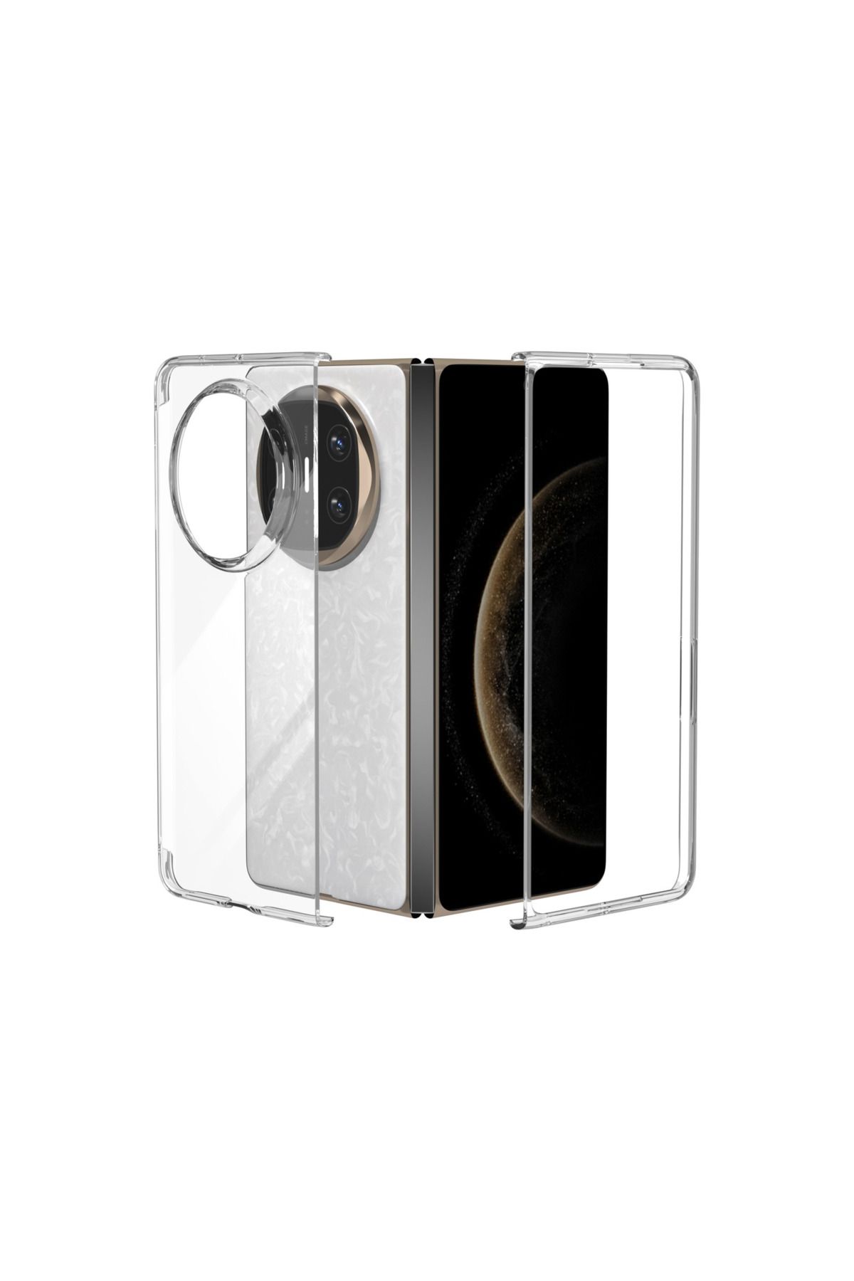 Microcase Huawei Mate X6 ile Uyumlu Sert Kristal Kapaklı Kılıf Şeffaf- AL3157