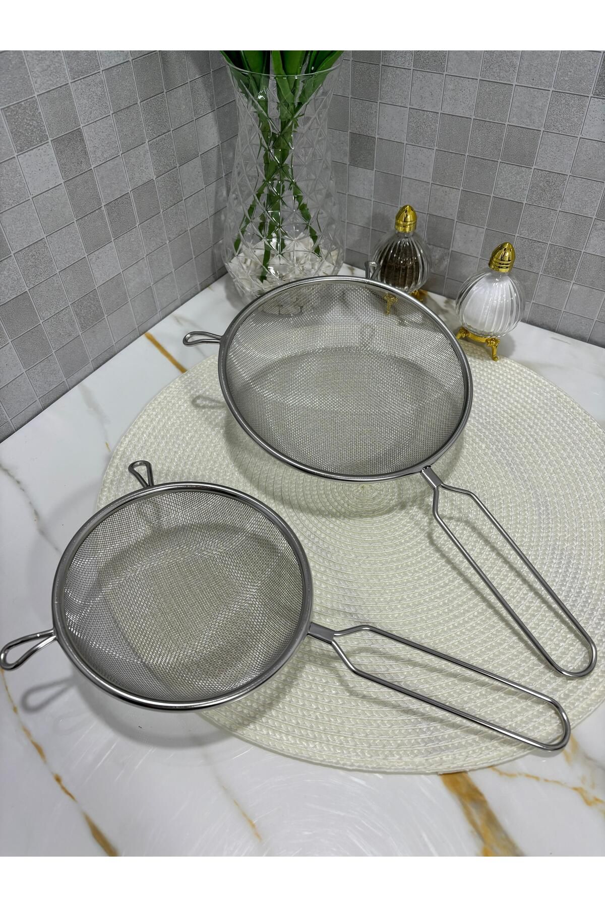 SOFRA STİL 2'li Paslanmaz Tel Süzgeç, Pirinç Süzgeci, Çelik Süzgeç, Metal Süzgeç