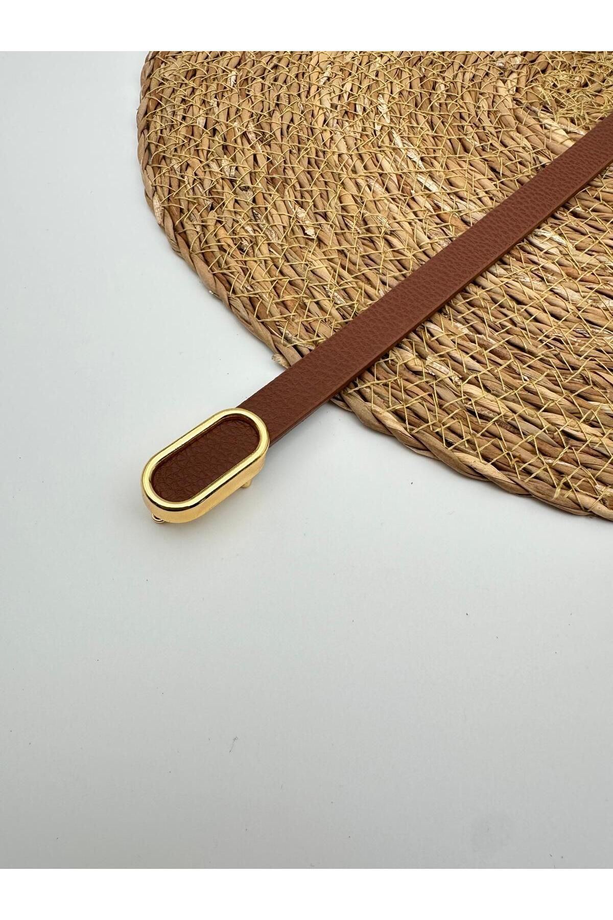 Desre Moda Oval Gold Tokalı İnce Kadın Kemeri,Gömlek Kemeri,Ceket Kemeri,Pantalon Kemeri