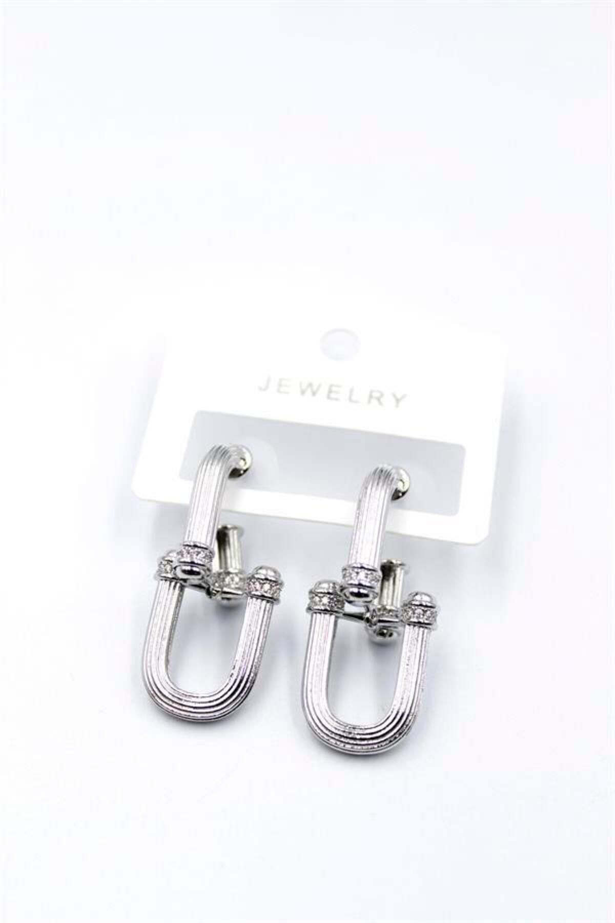 MR RZN STORE-Tf Chain Earrings - Silver 1