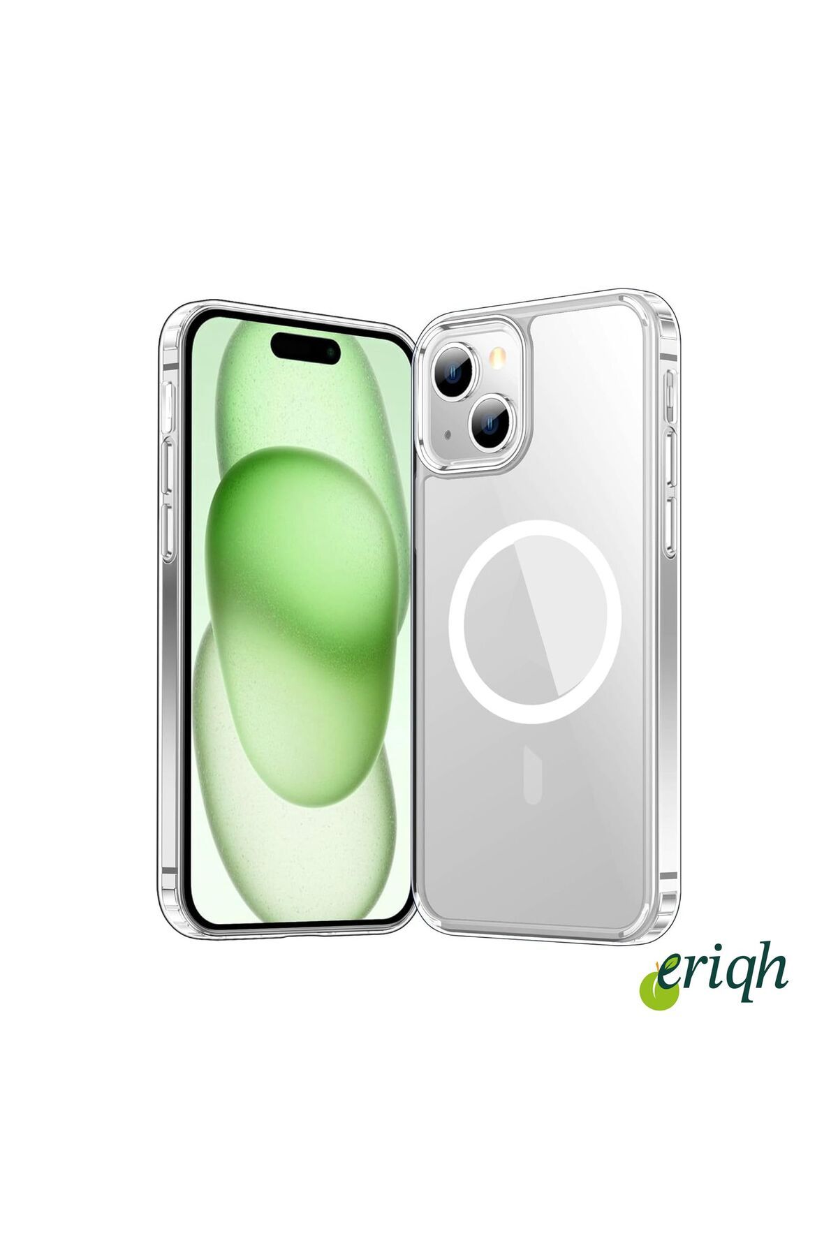 eriqh Apple iPhone 15 Uyumlu Kılıf Magsafe Kablosuz Şarj Destekli Sert Şeffaf Kapak