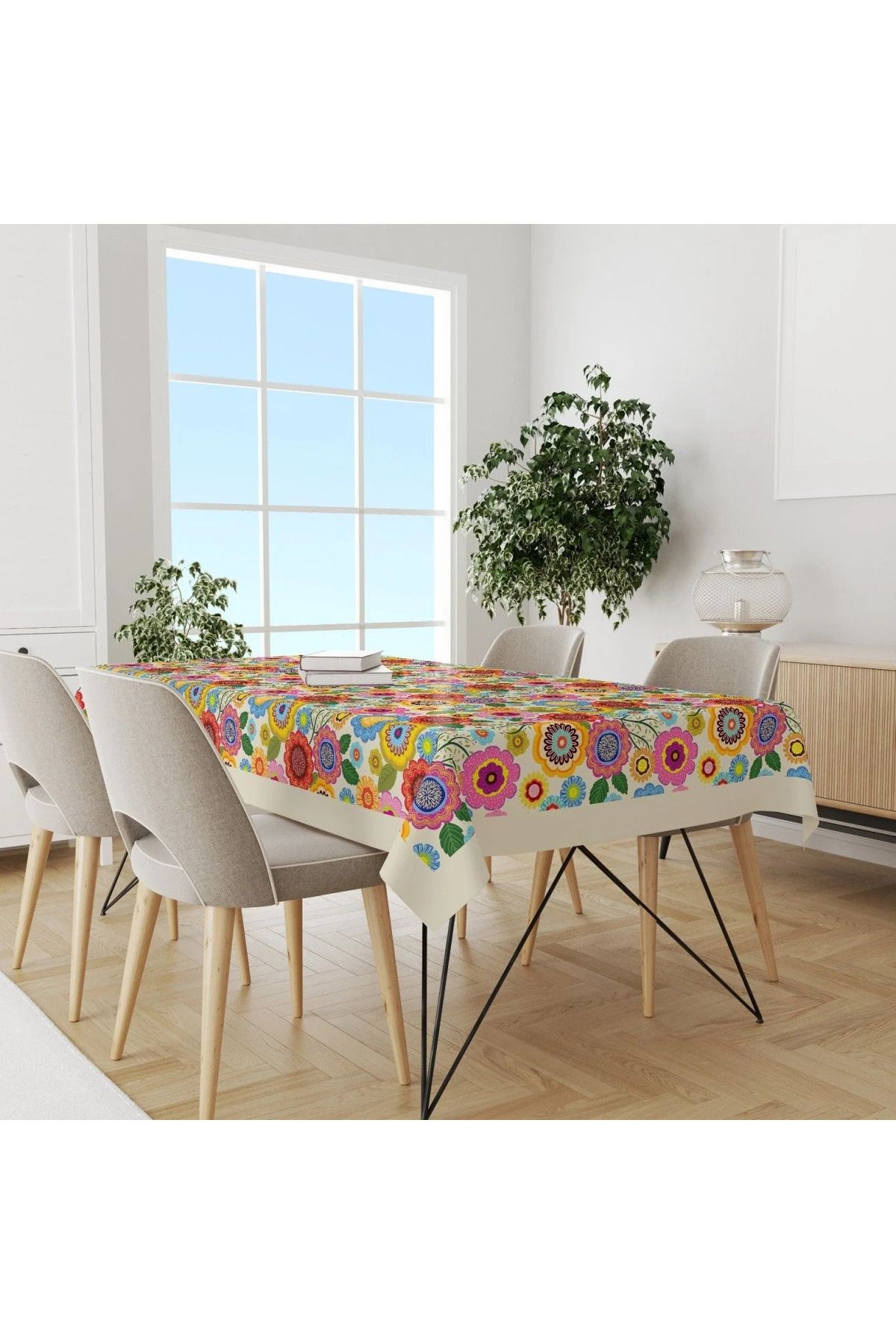 Home Çiçek Motif Desenli Masa Örtüsü