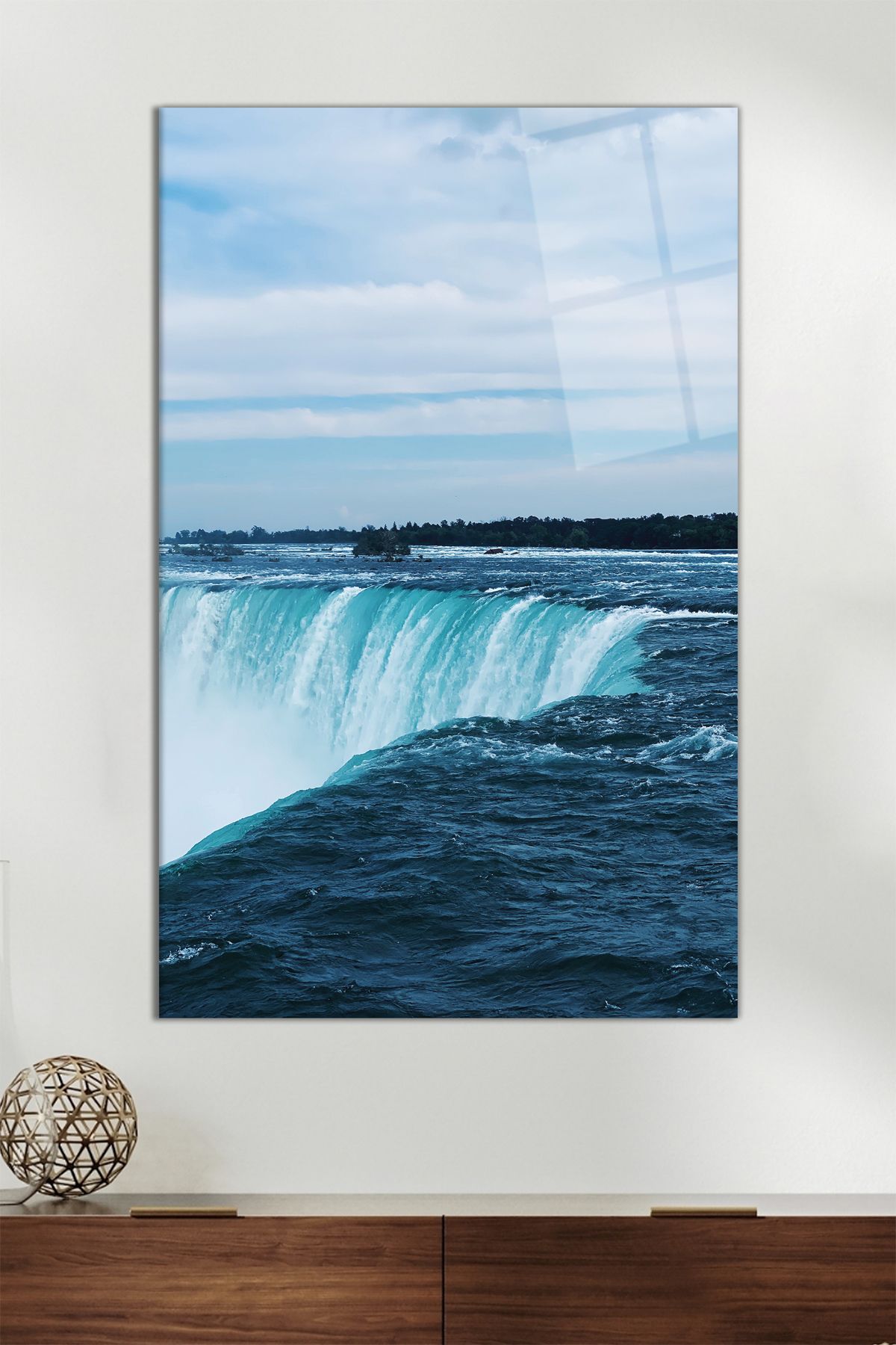 Vosevu Niagara Şelalesi Dikey Cam Tablo, Modern Ev Ofis Dekoru, Hediyelik Duvar Dekorasyonu, Kırılmaz Cam