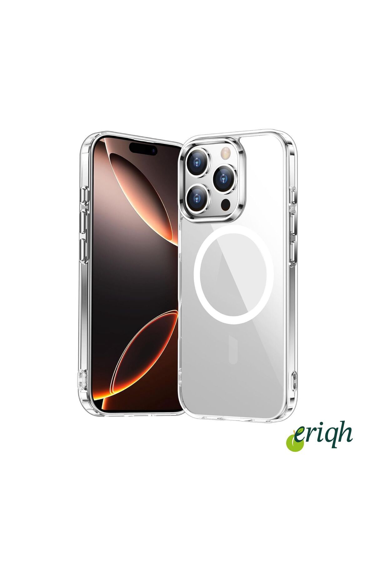 eriqh Apple iPhone 16 pro max Uyumlu Kılıf Magsafe Kablosuz Şarj Destekli Sert Şeffaf Kapak