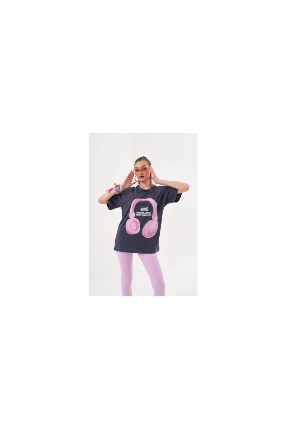 liyanamoda Kadın Oversize T-Shirt Ön Yüz Baskılı