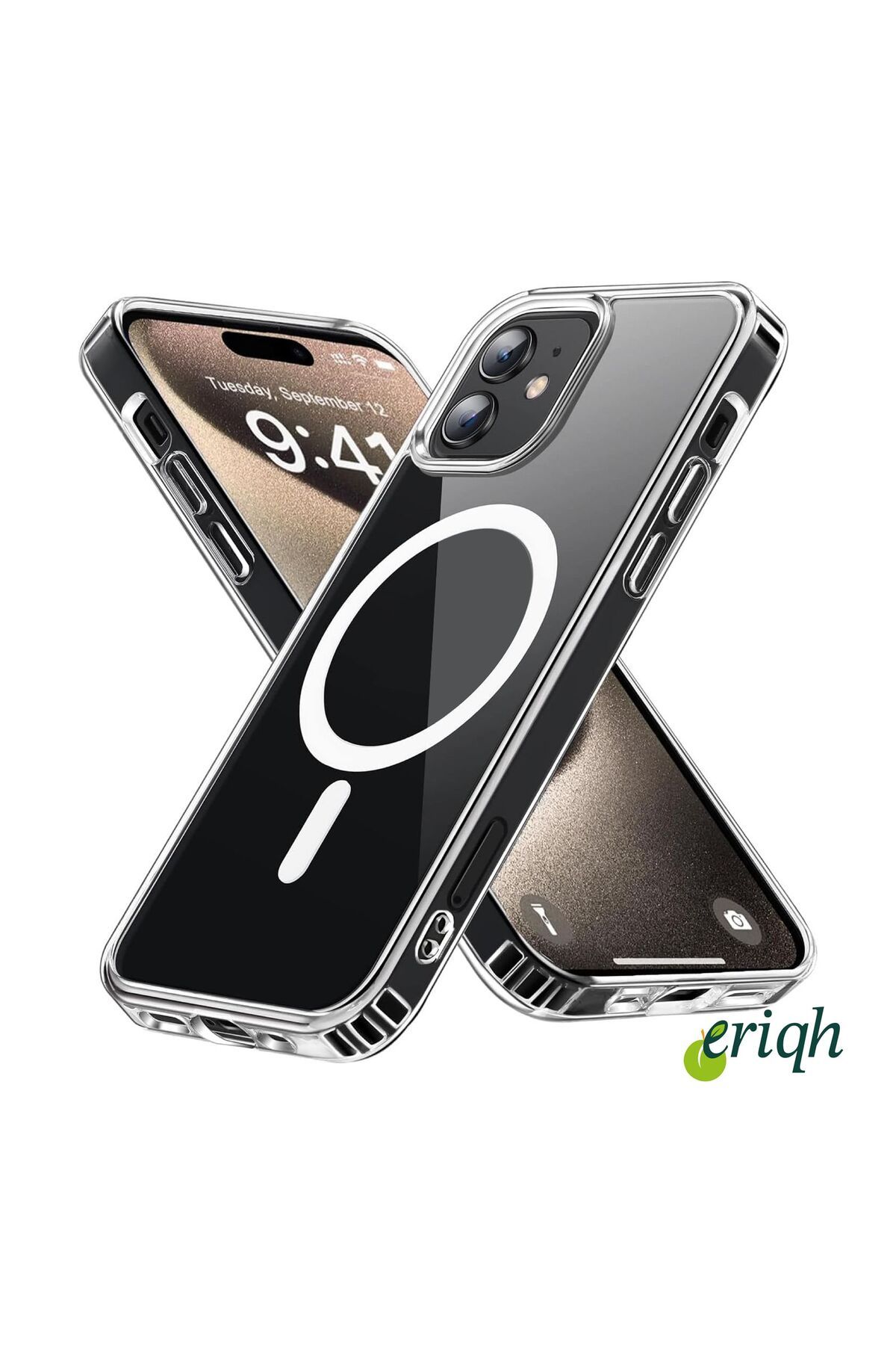 eriqh Apple iPhone 11 Uyumlu Kılıf Magsafe Kablosuz Şarj Destekli Sert Şeffaf Kapak