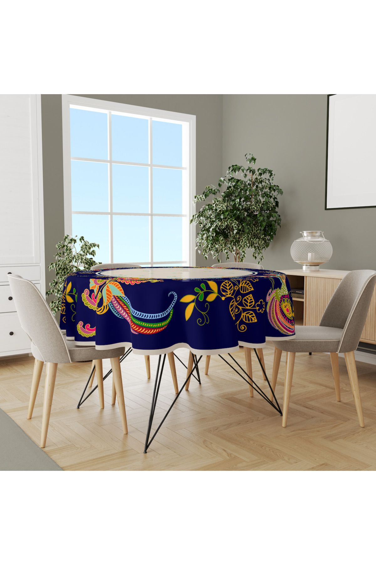 Home Etnik Temalı 140 cm Yuvarlak Masa Örtüsü
