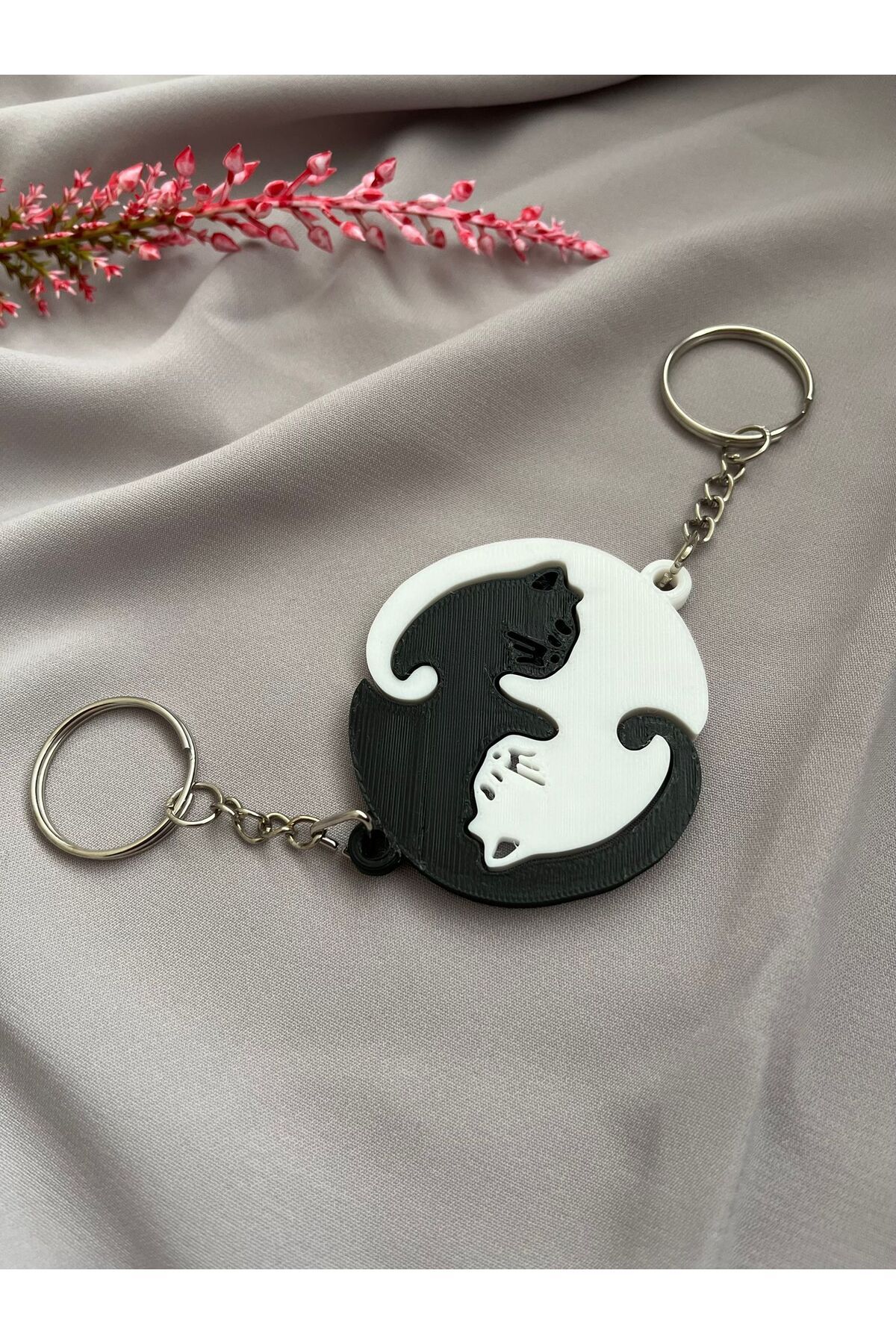 SALES GROUP Yin yang kedi figürlü anahtarlık 2'li