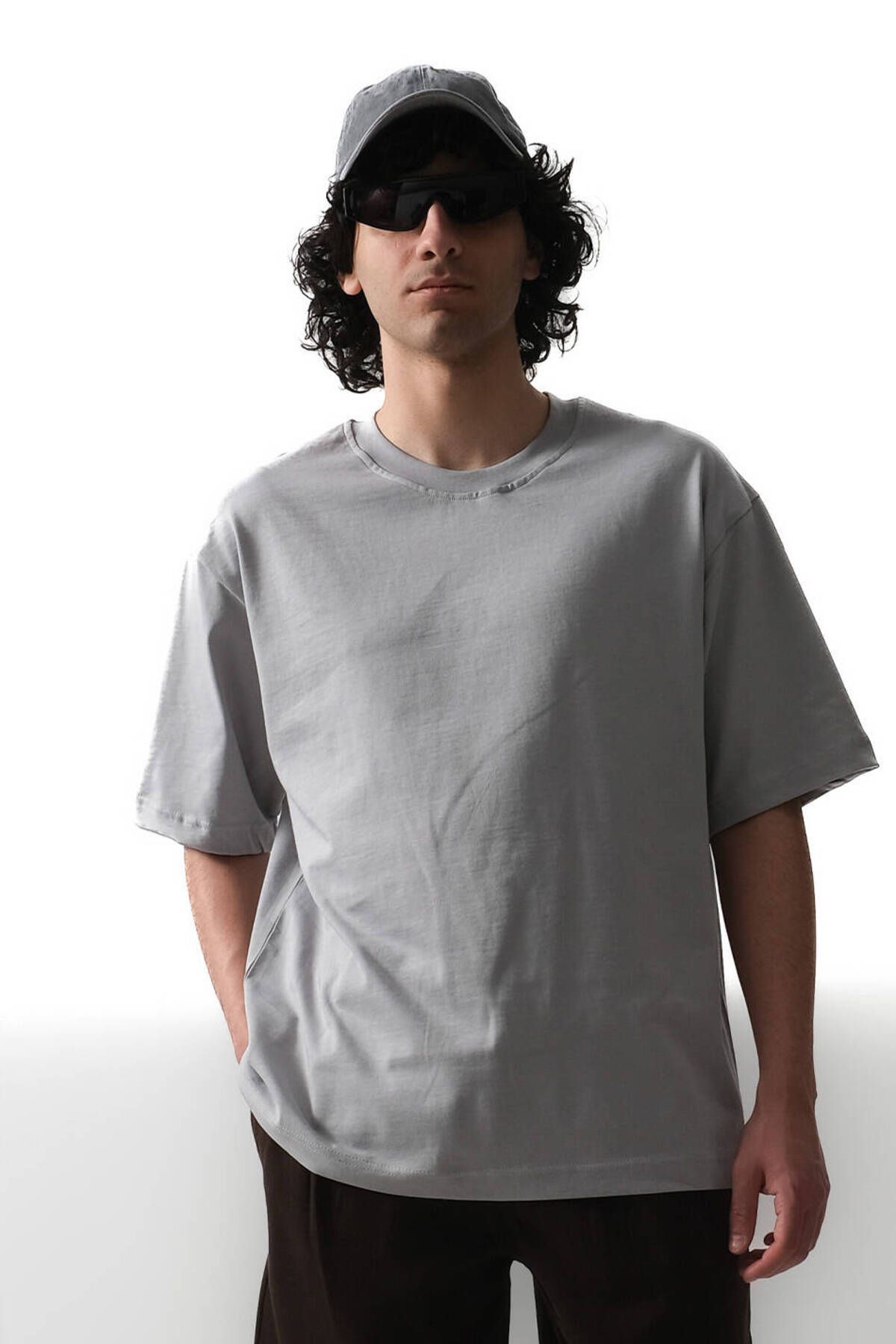 1887CLO Gri Basic Oversize Tişört